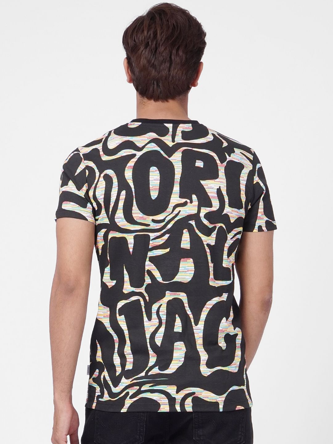 Black Graphic Print Crew Neck T-shirt