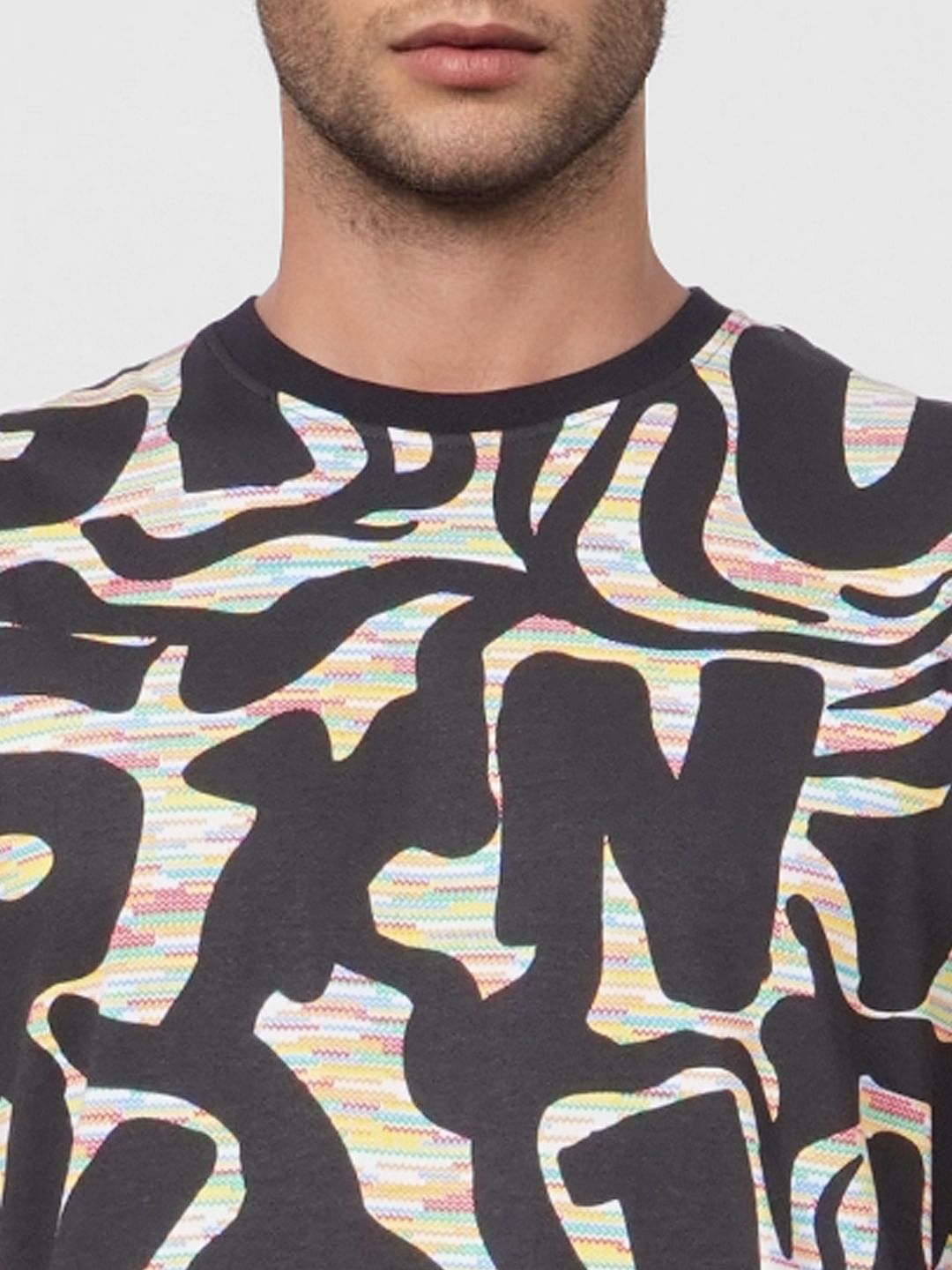 Black Graphic Print Crew Neck T-shirt