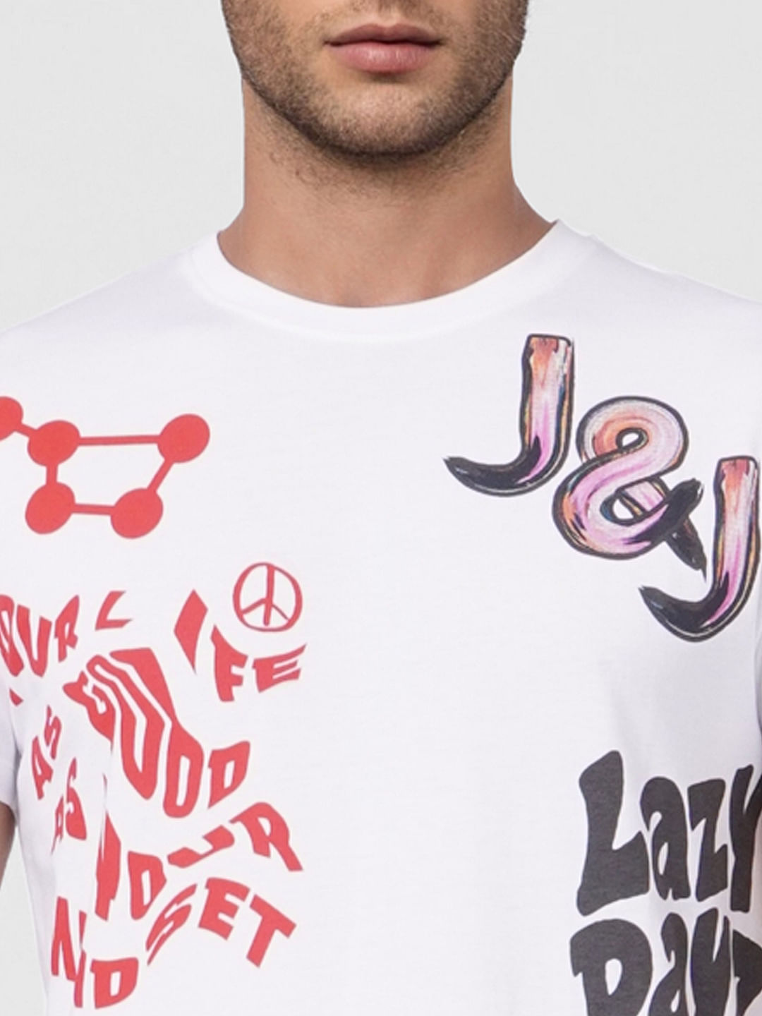 White Graphic Print Crew Neck T-shirt