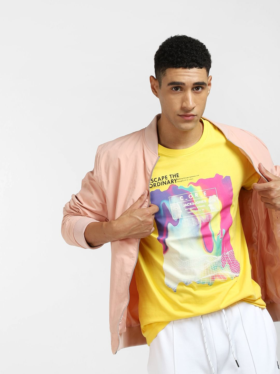 Yellow Graphic Print Crew Neck T-shirt
