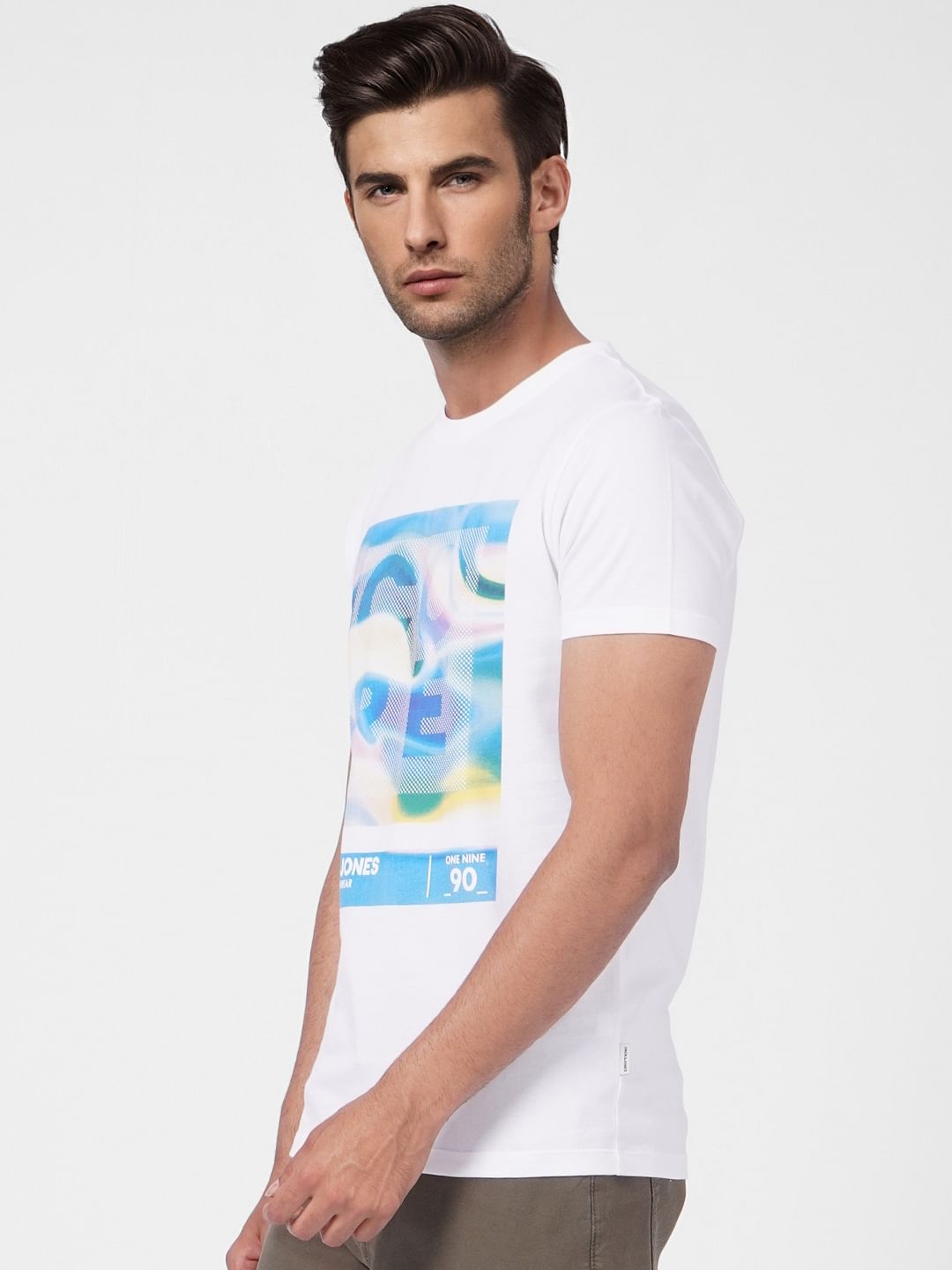 White Graphic Print Crew Neck T-shirt