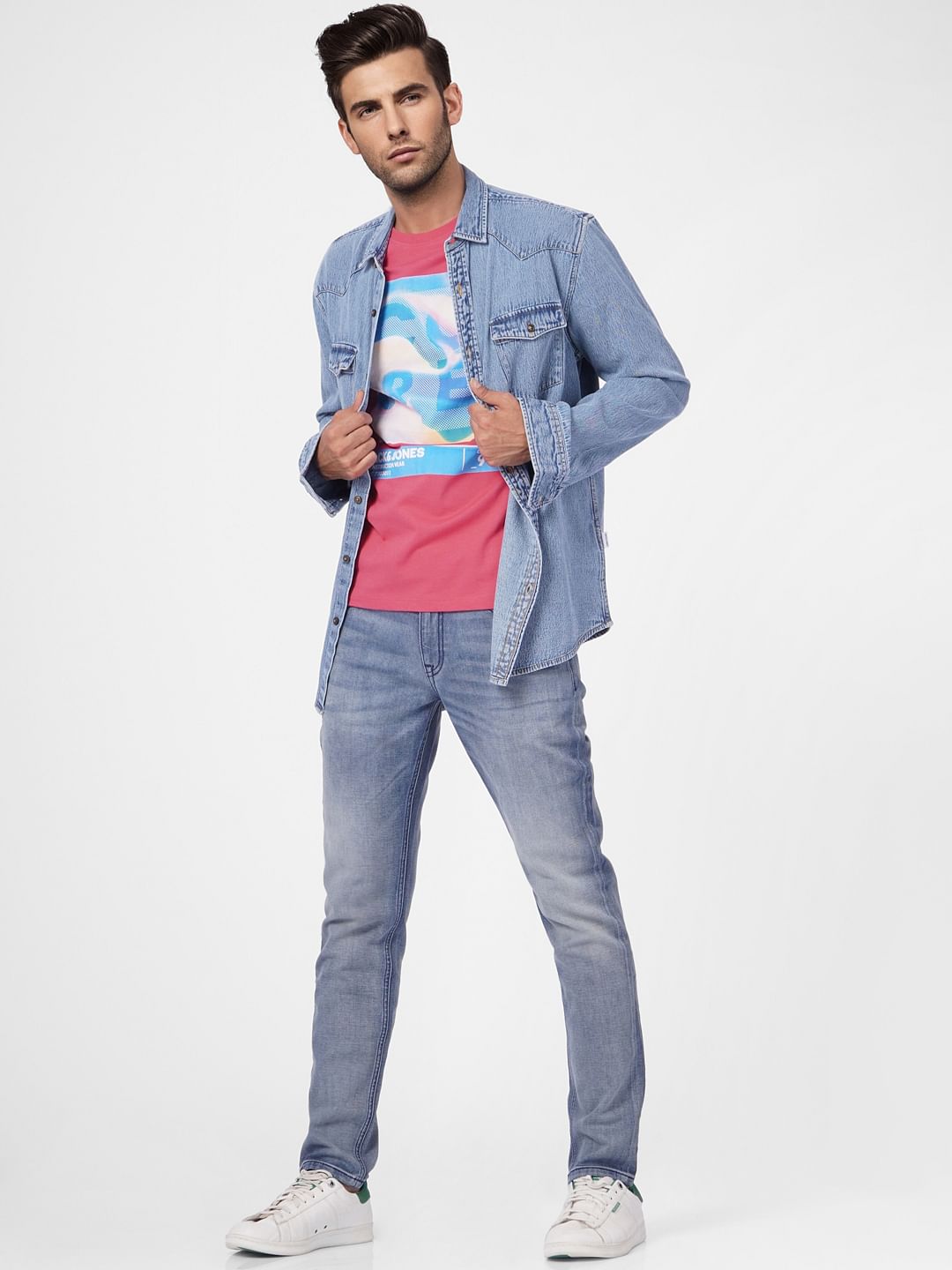 Pink Graphic Print Crew Neck T-shirt