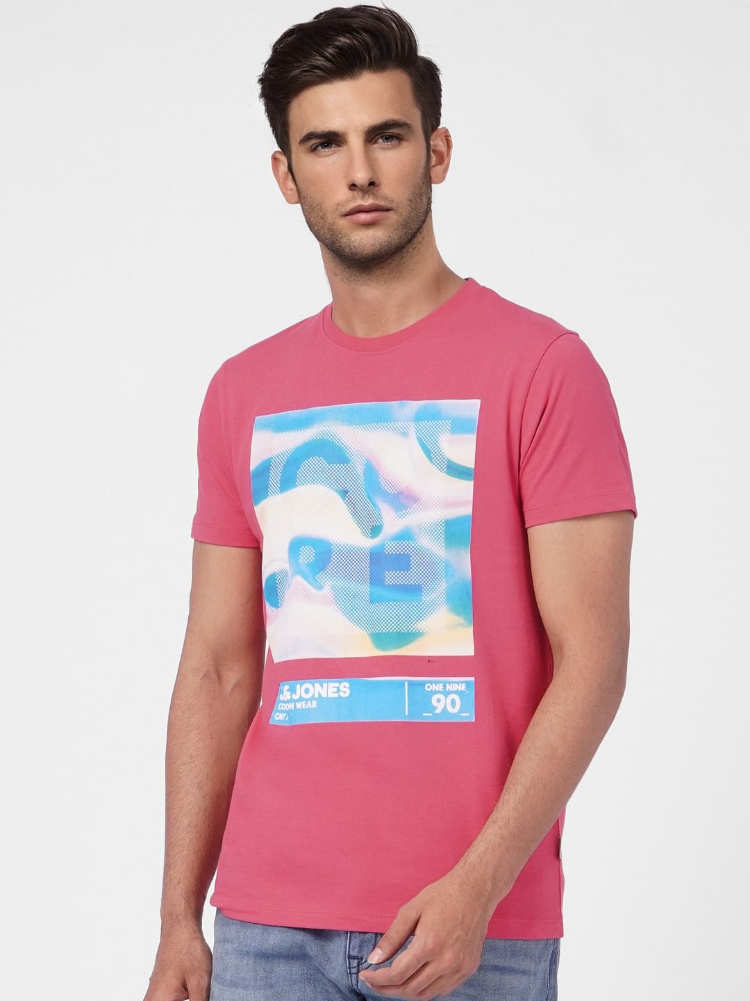 Pink Graphic Print Crew Neck T-shirt