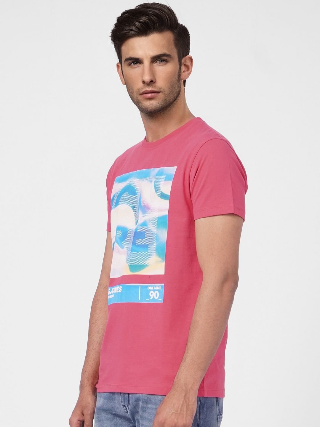 Pink Graphic Print Crew Neck T-shirt