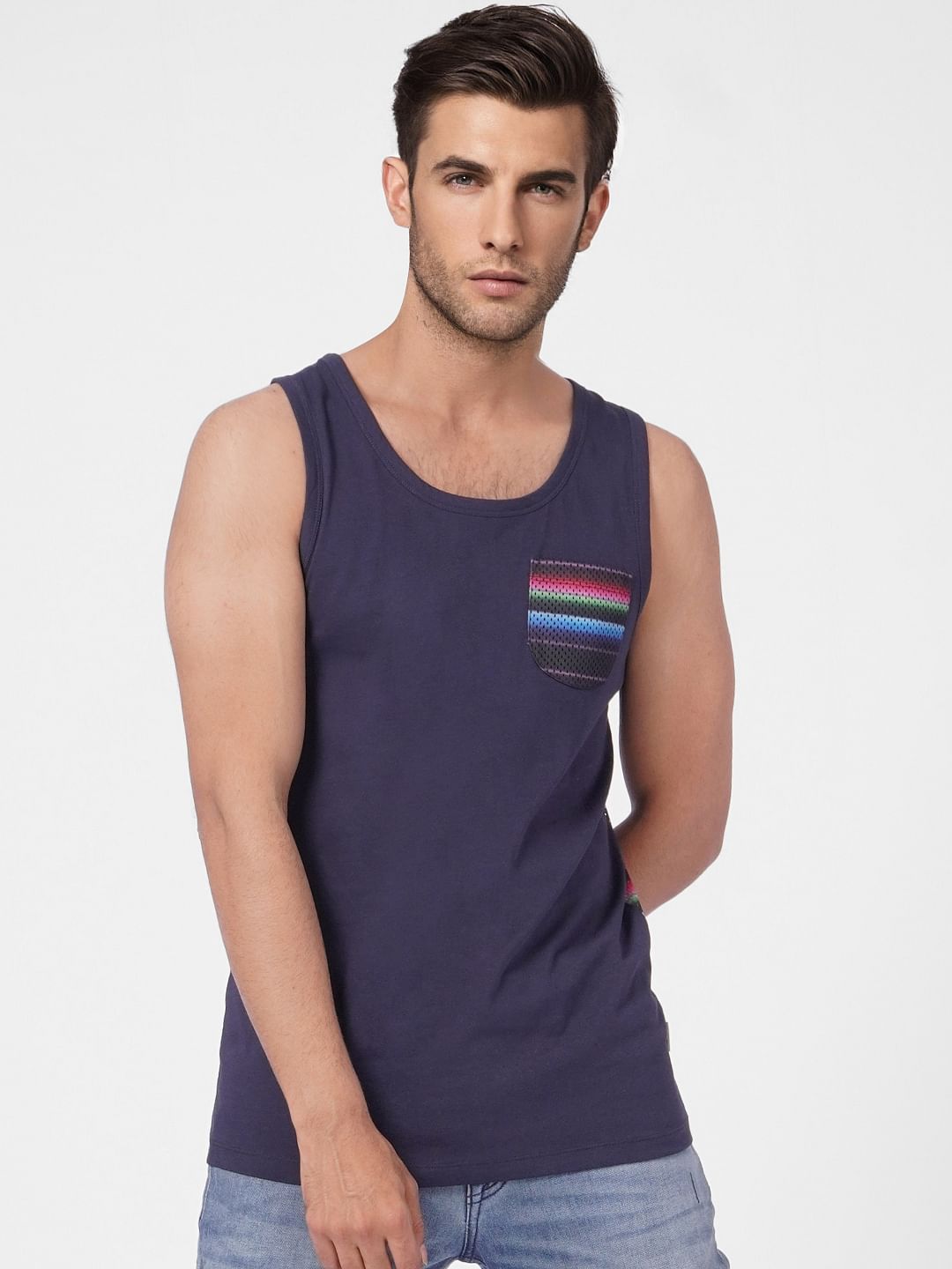 Blue Graphic Print Crew Neck T-shirt