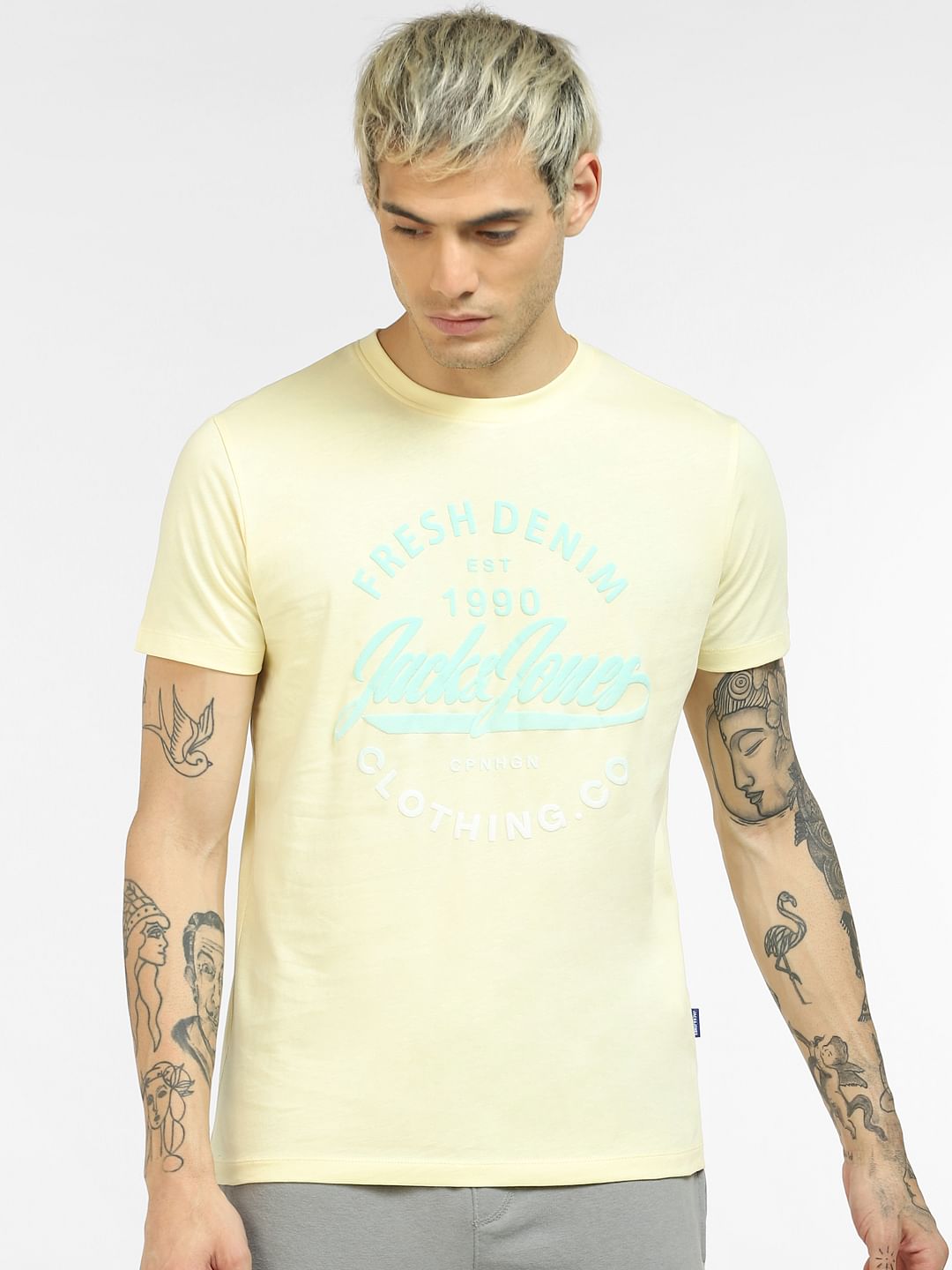 Yellow Graphic Print Crew Neck T-shirt