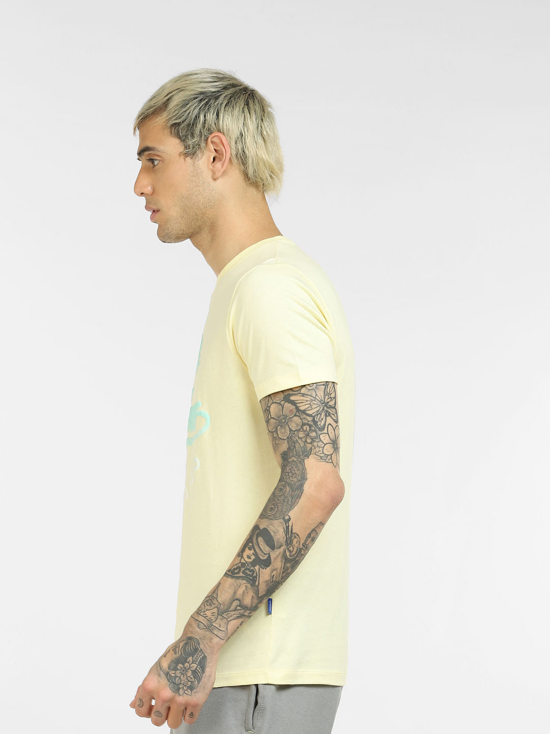 Yellow Graphic Print Crew Neck T-shirt