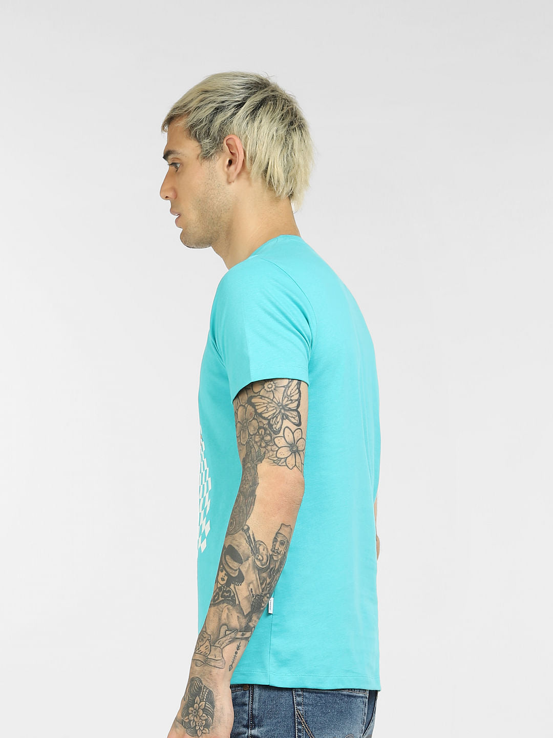 Blue Graphic Print Crew Neck T-shirt