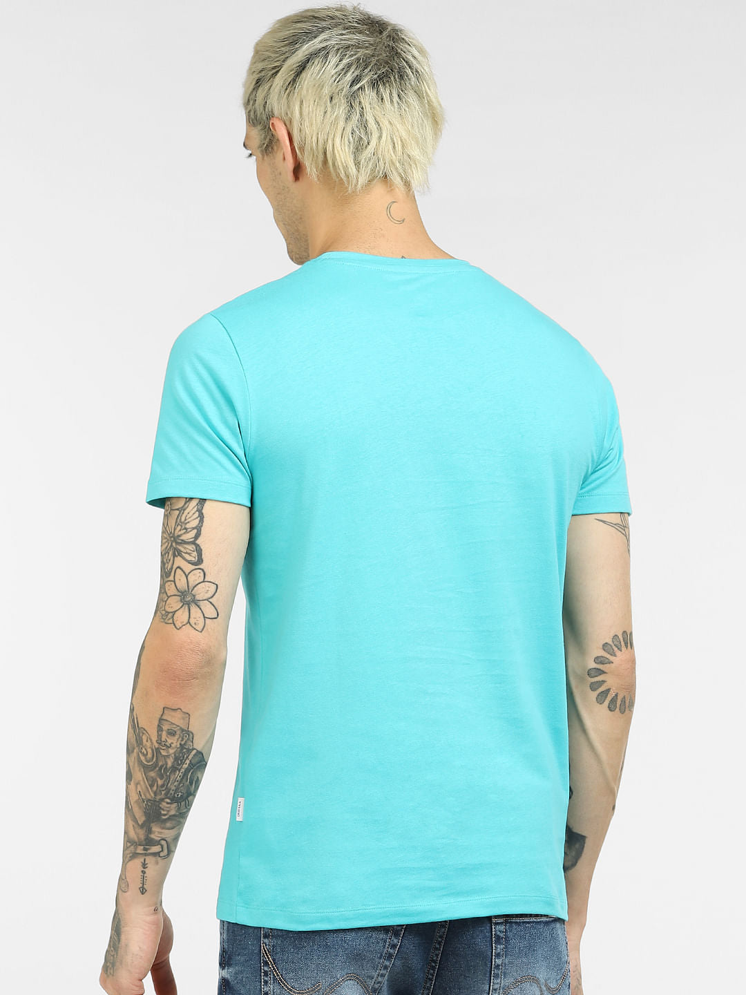 Blue Graphic Print Crew Neck T-shirt
