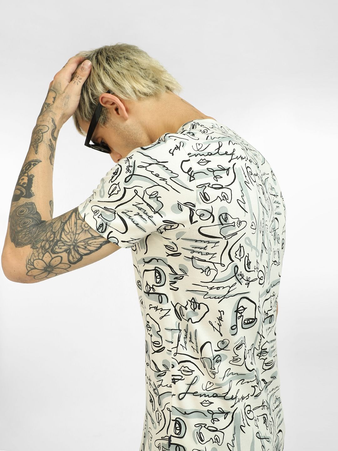 White Printed Crew Neck T-shirt