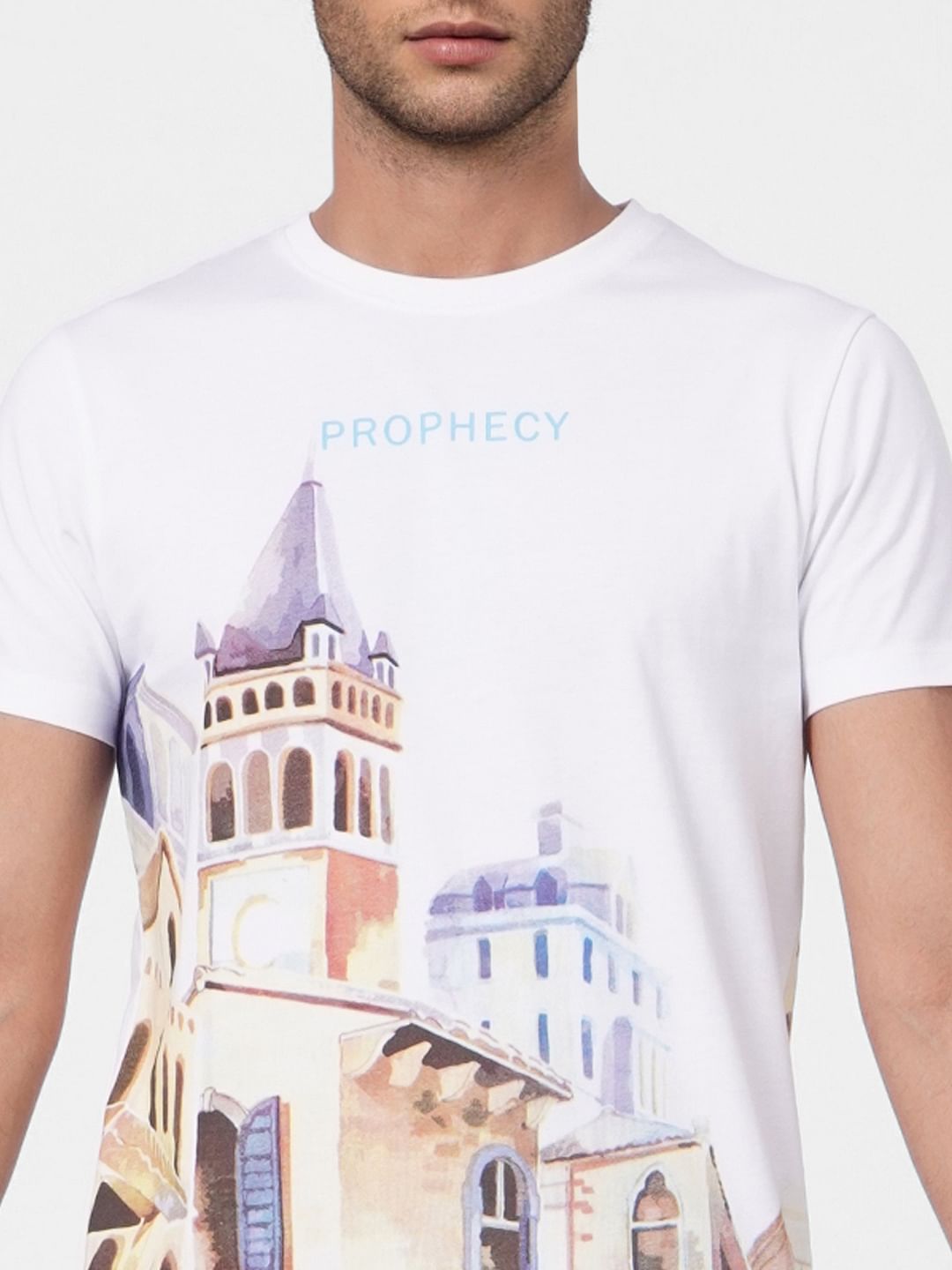 White Graphic Print Crew Neck T-shirt