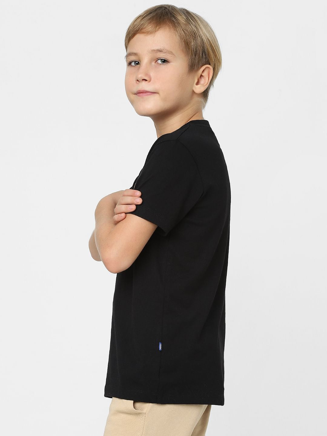 Boys Black Logo Print Crew Neck T-shirt