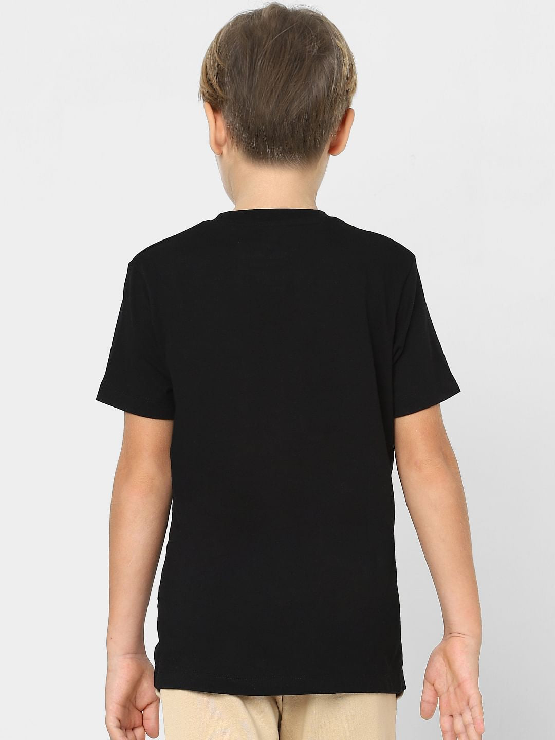 Boys Black Logo Print Crew Neck T-shirt