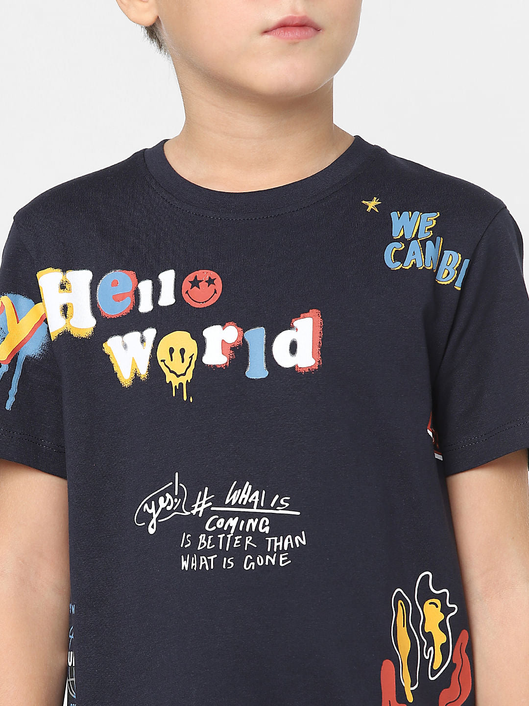 Boys Navy Blue Graphic Print T-shirt