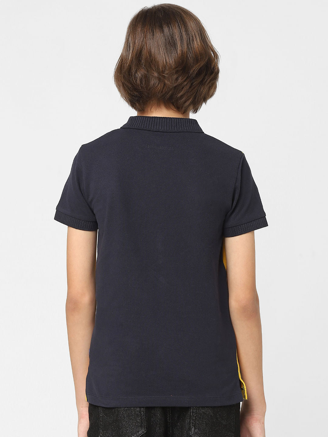 Boys Yellow Colourblocked Polo T-shirt