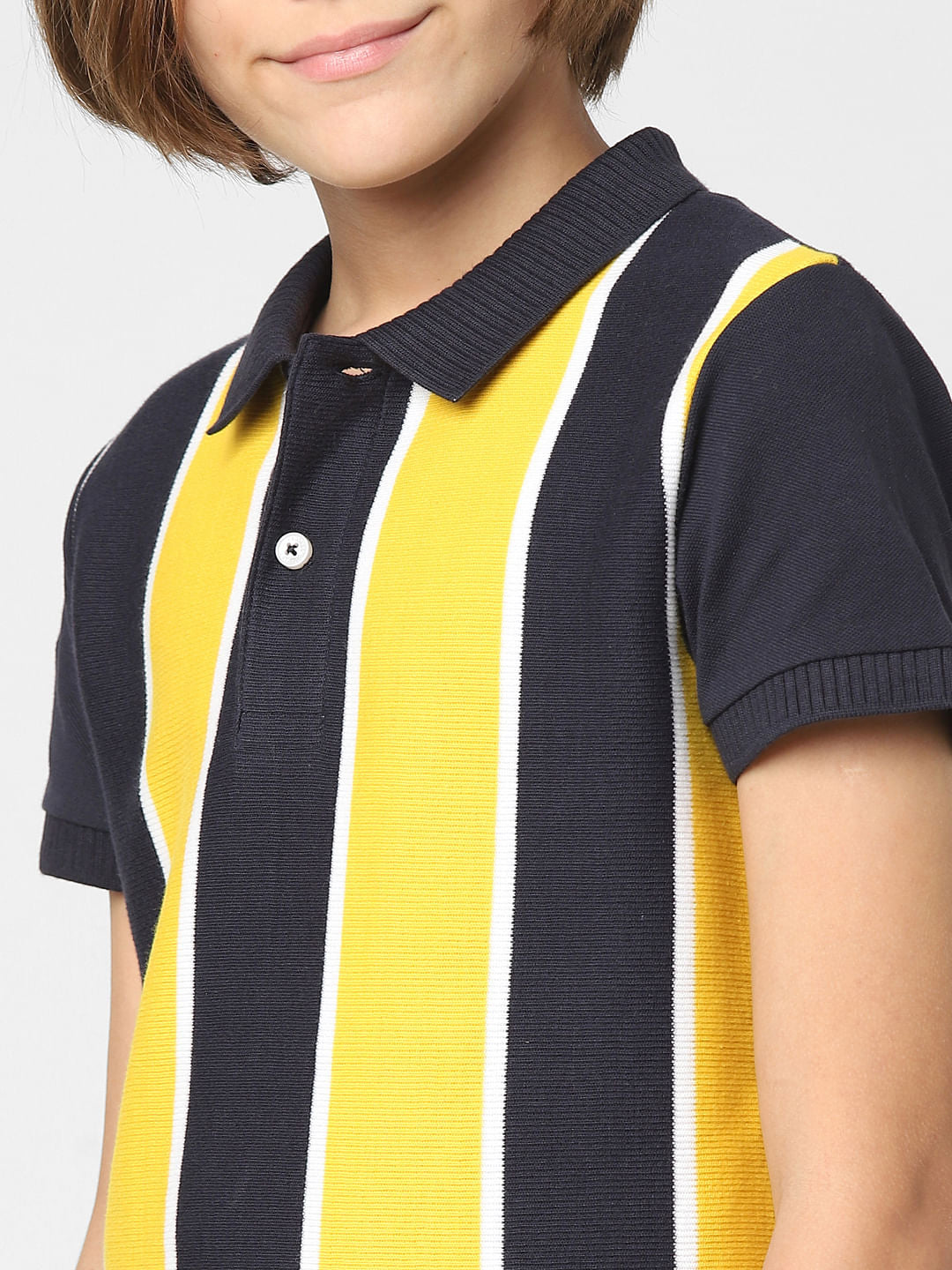Boys Yellow Colourblocked Polo T-shirt