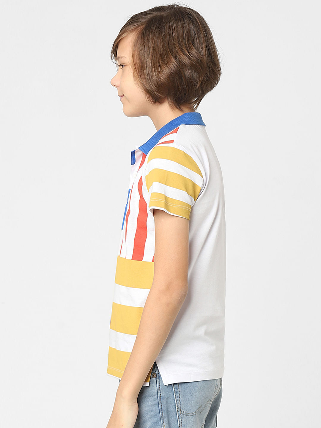 Boys Striped Polo Neck T-shirt