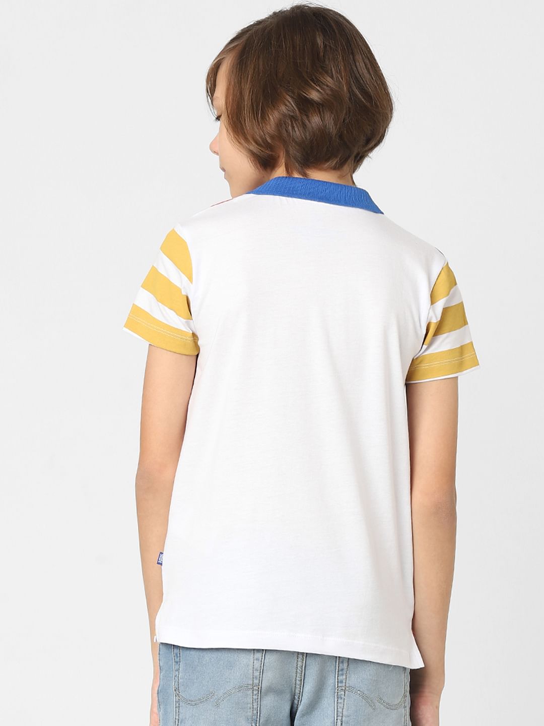 Boys Striped Polo Neck T-shirt