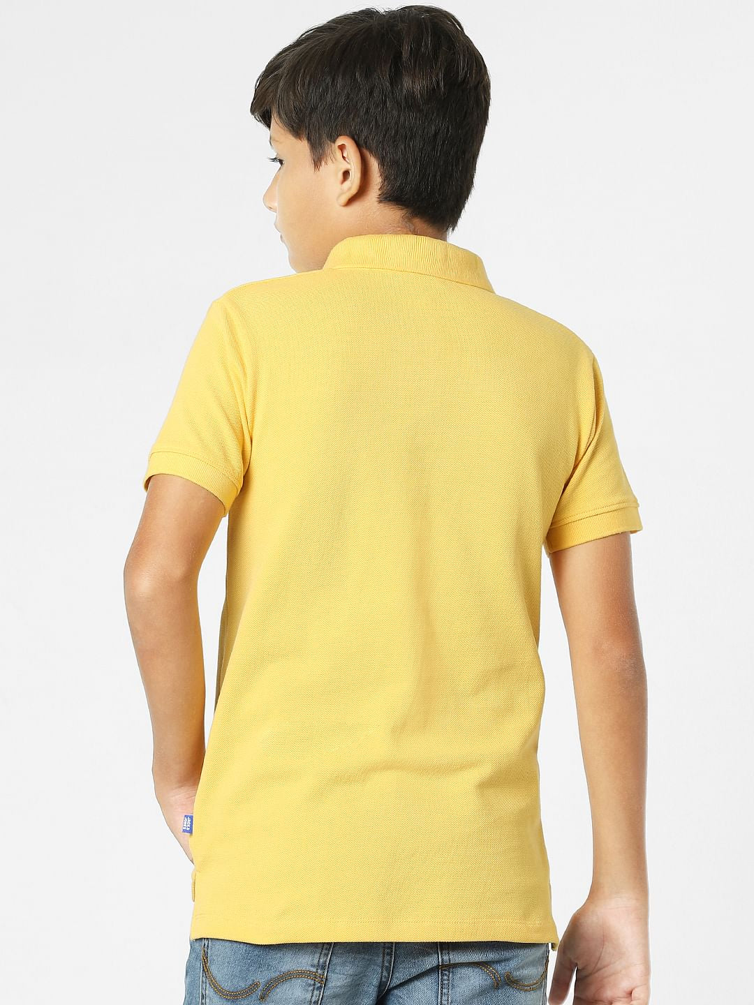 Yellow Logo Print Polo Neck T-shirt