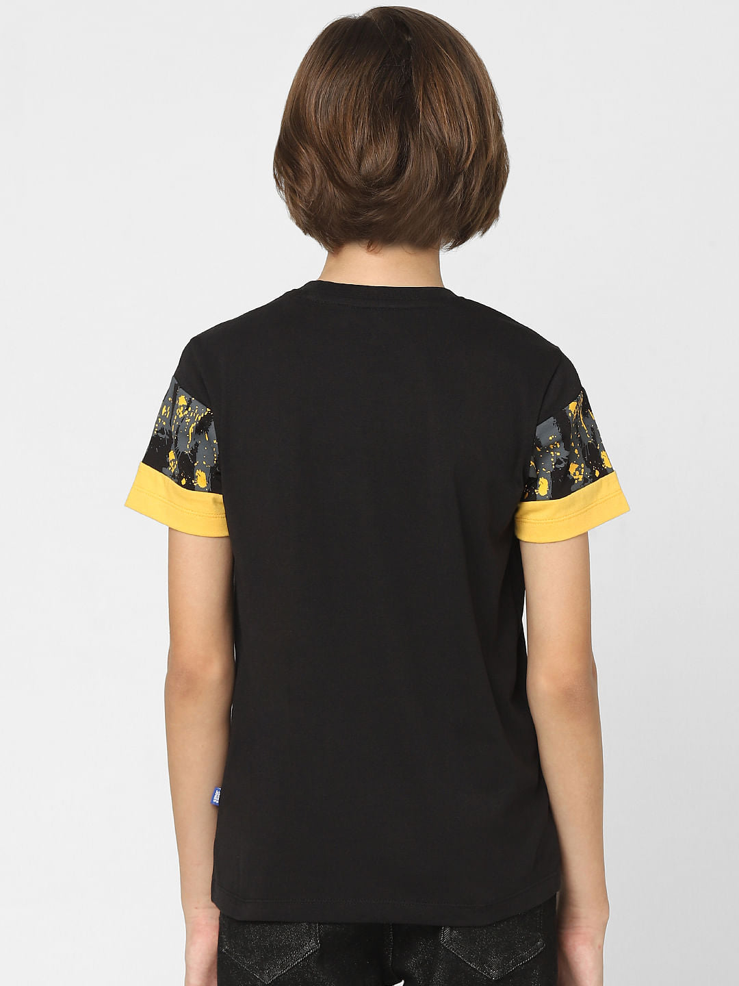 Boys Black Printed Crew Neck T-shirt