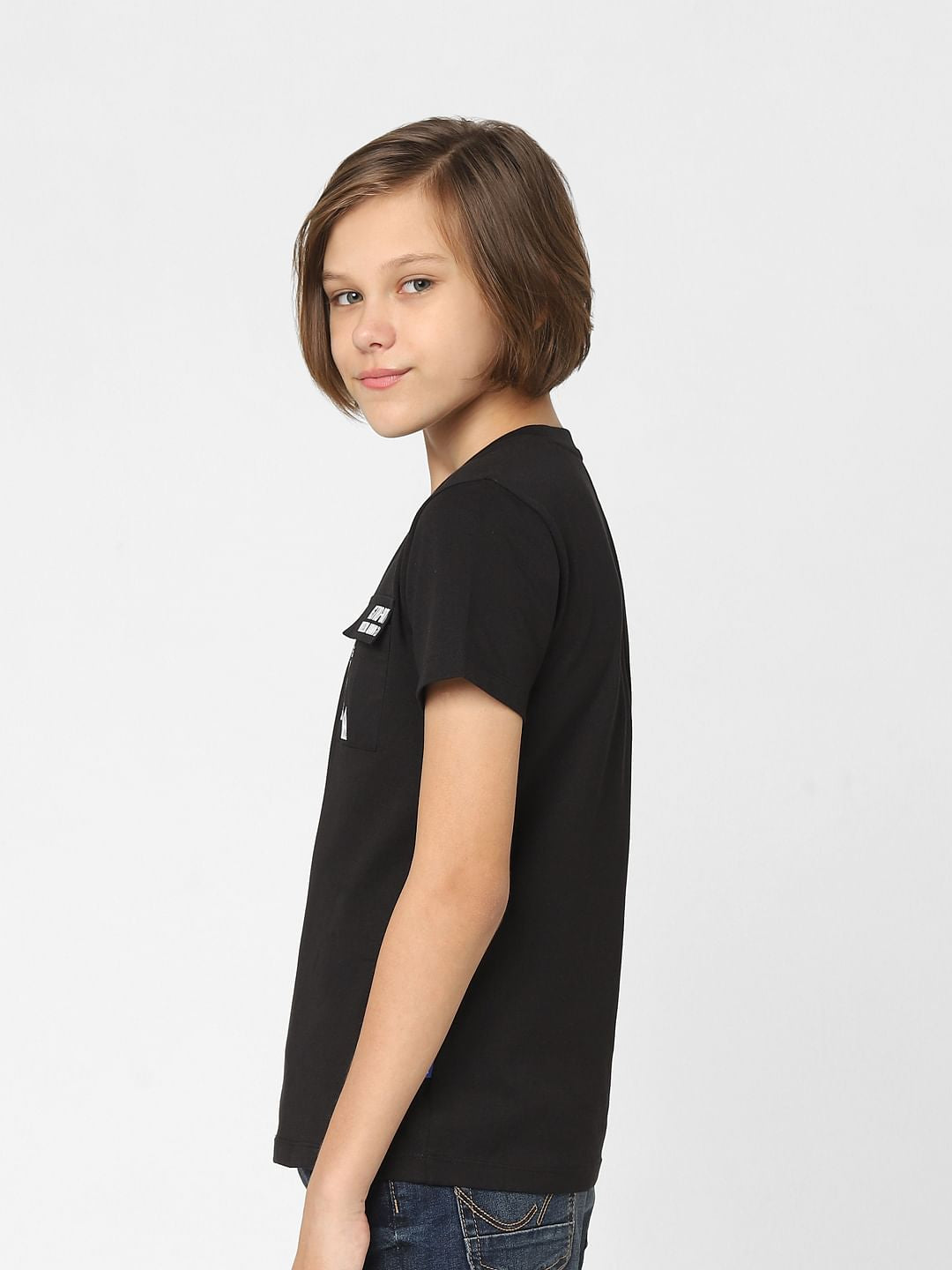 Boys Black Crew Neck T-shirt