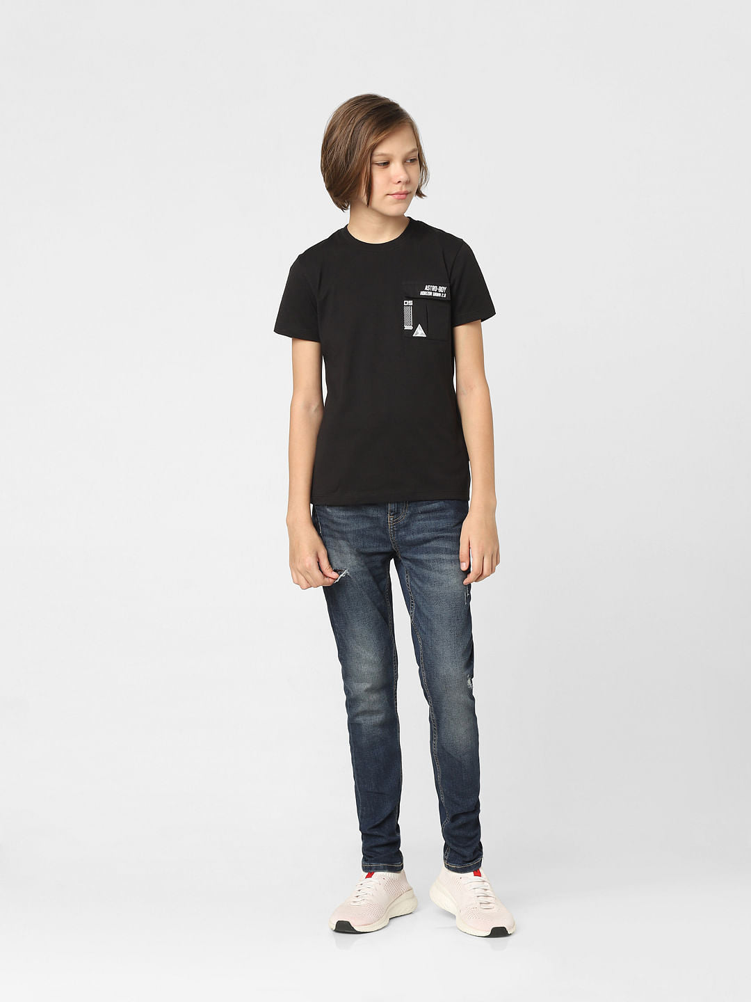 Boys Black Crew Neck T-shirt