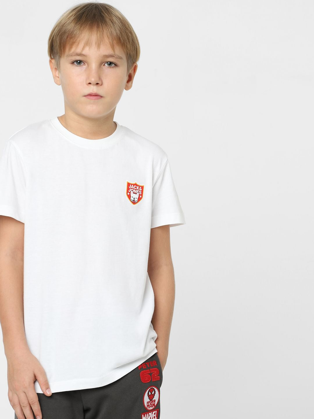 Boys White Crew Neck T-shirt