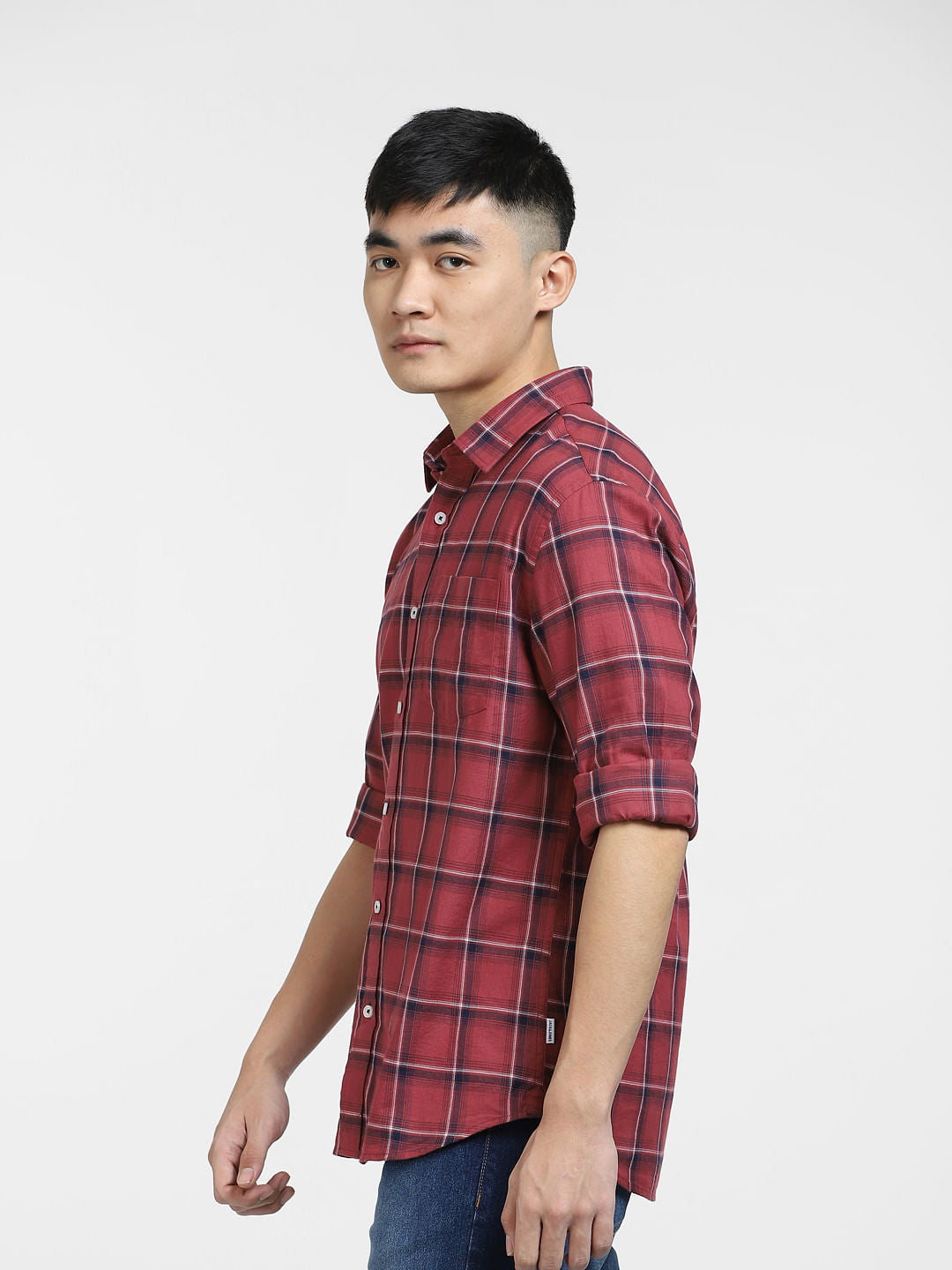 Red Check Print Full Sleeves Shirt
