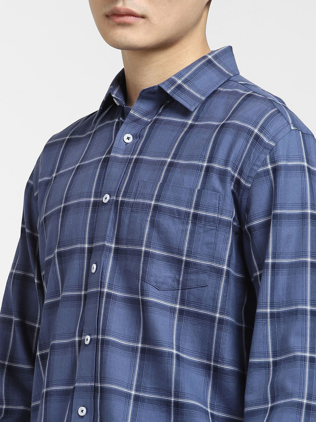 Blue Check Print Full Sleeves Shirt
