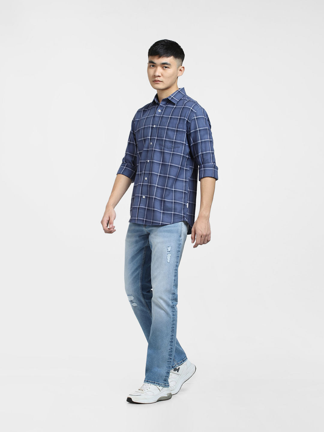 Blue Check Print Full Sleeves Shirt