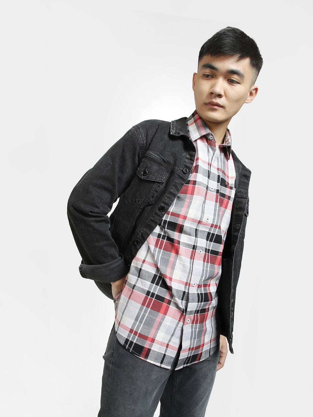 Grey Check Print Full Sleeves Shirt