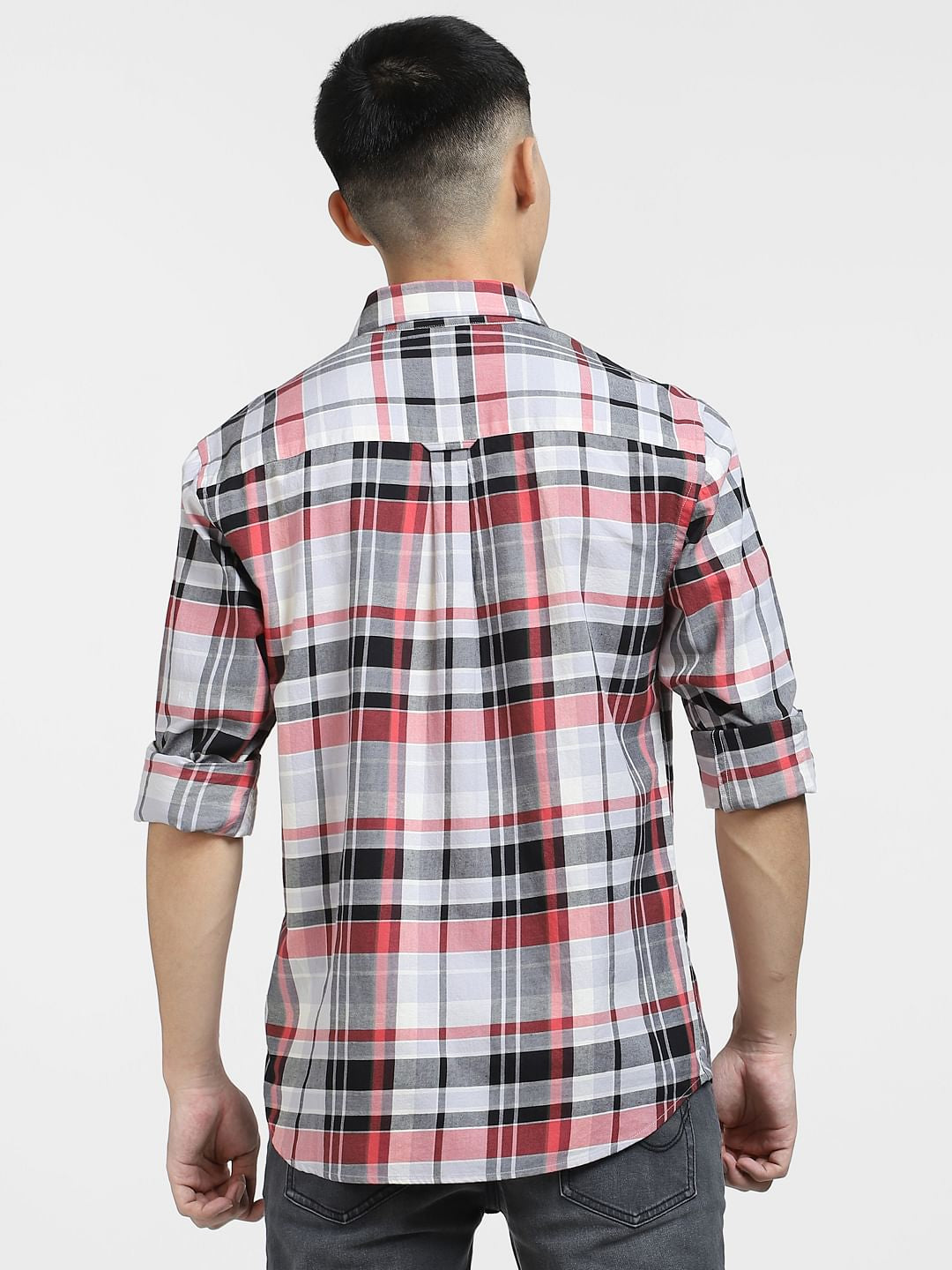 Grey Check Print Full Sleeves Shirt