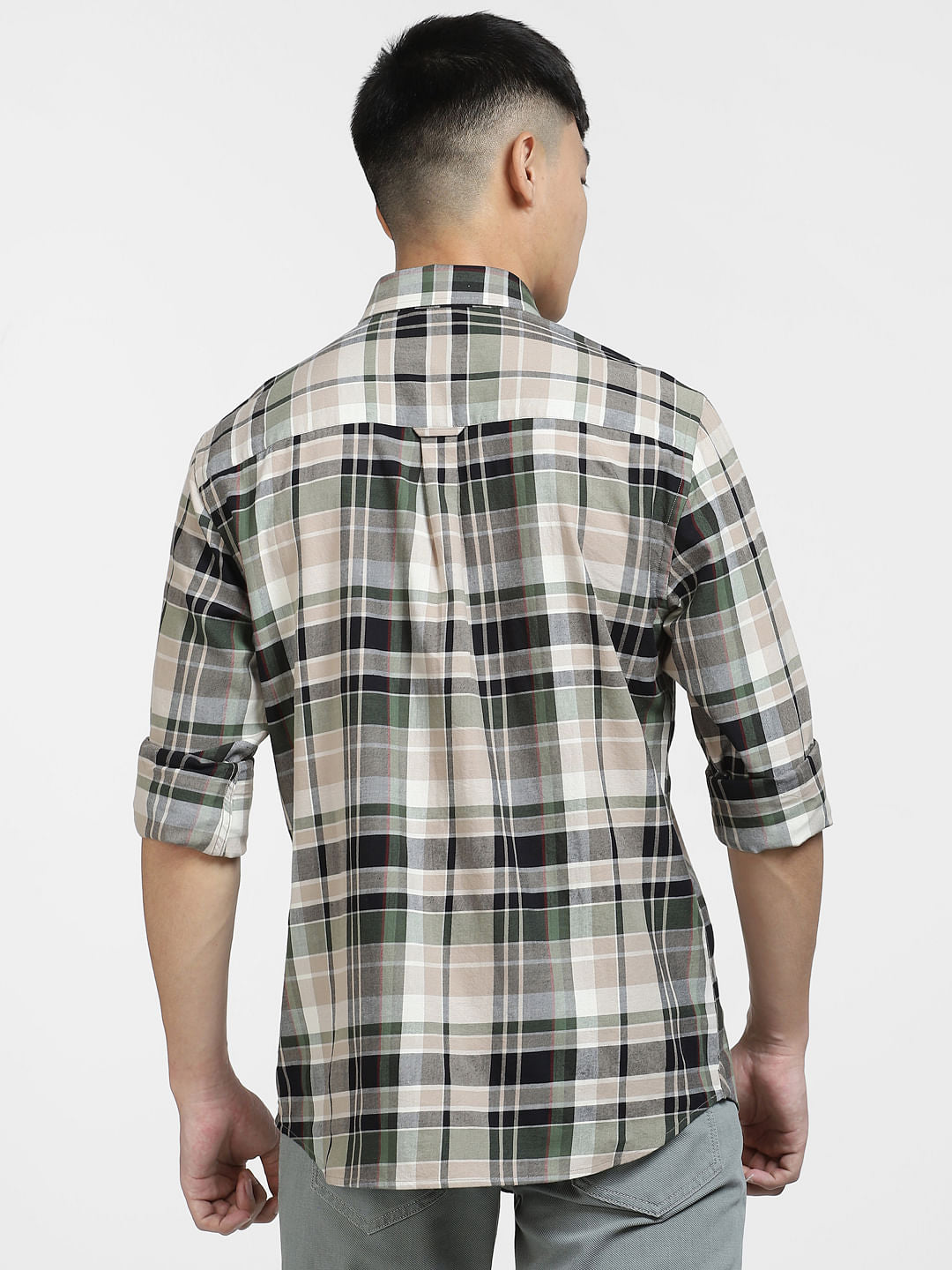 Brown Check Print Full Sleeves Shirt