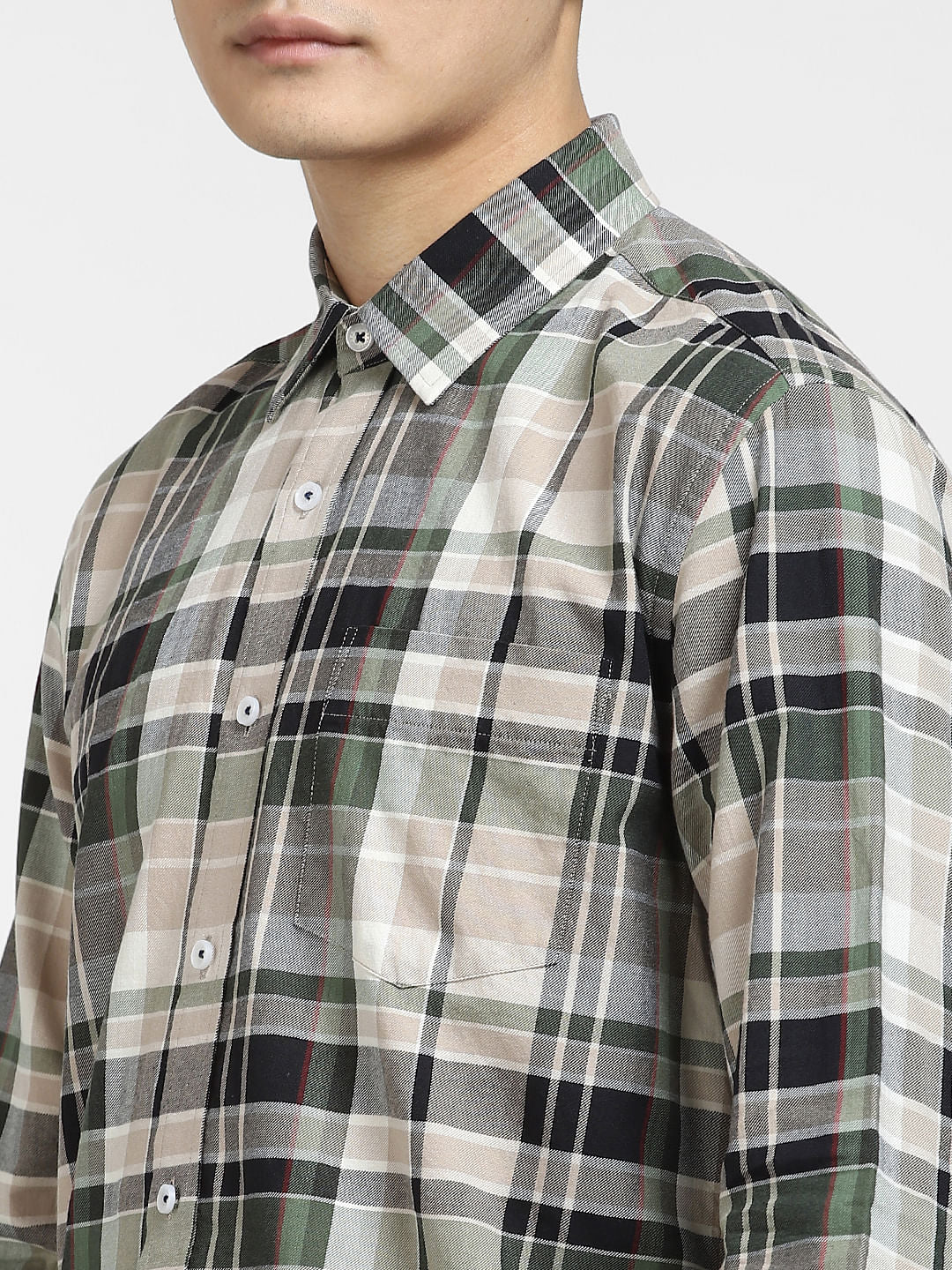 Brown Check Print Full Sleeves Shirt