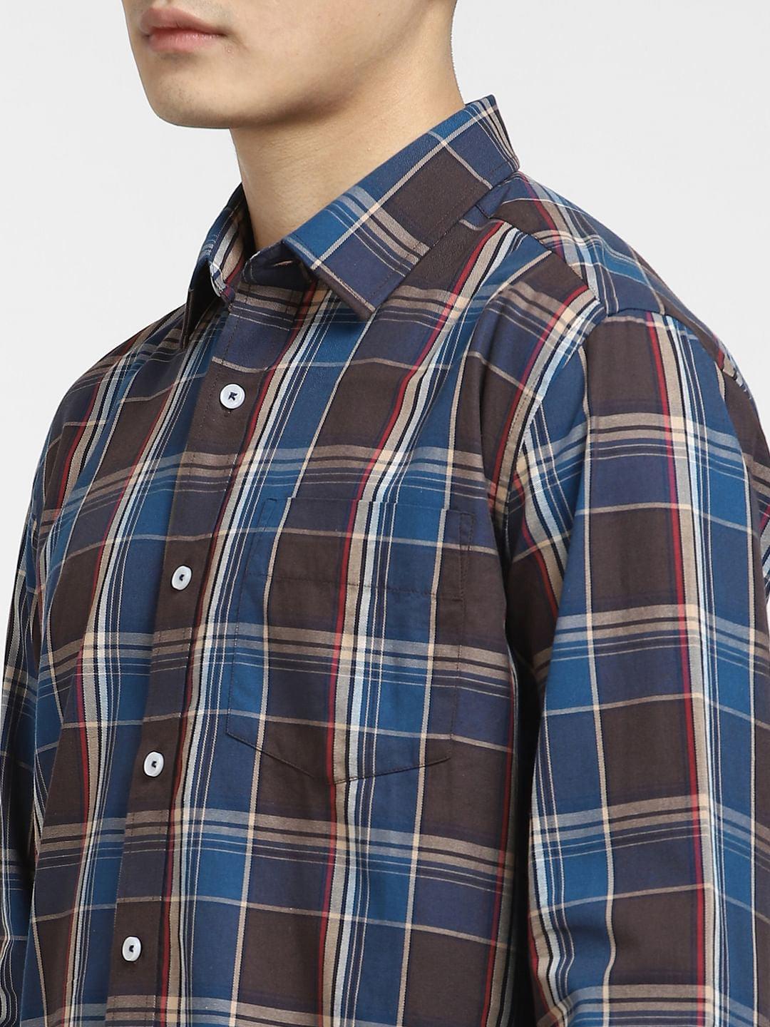 Blue Check Print Full Sleeves Shirt