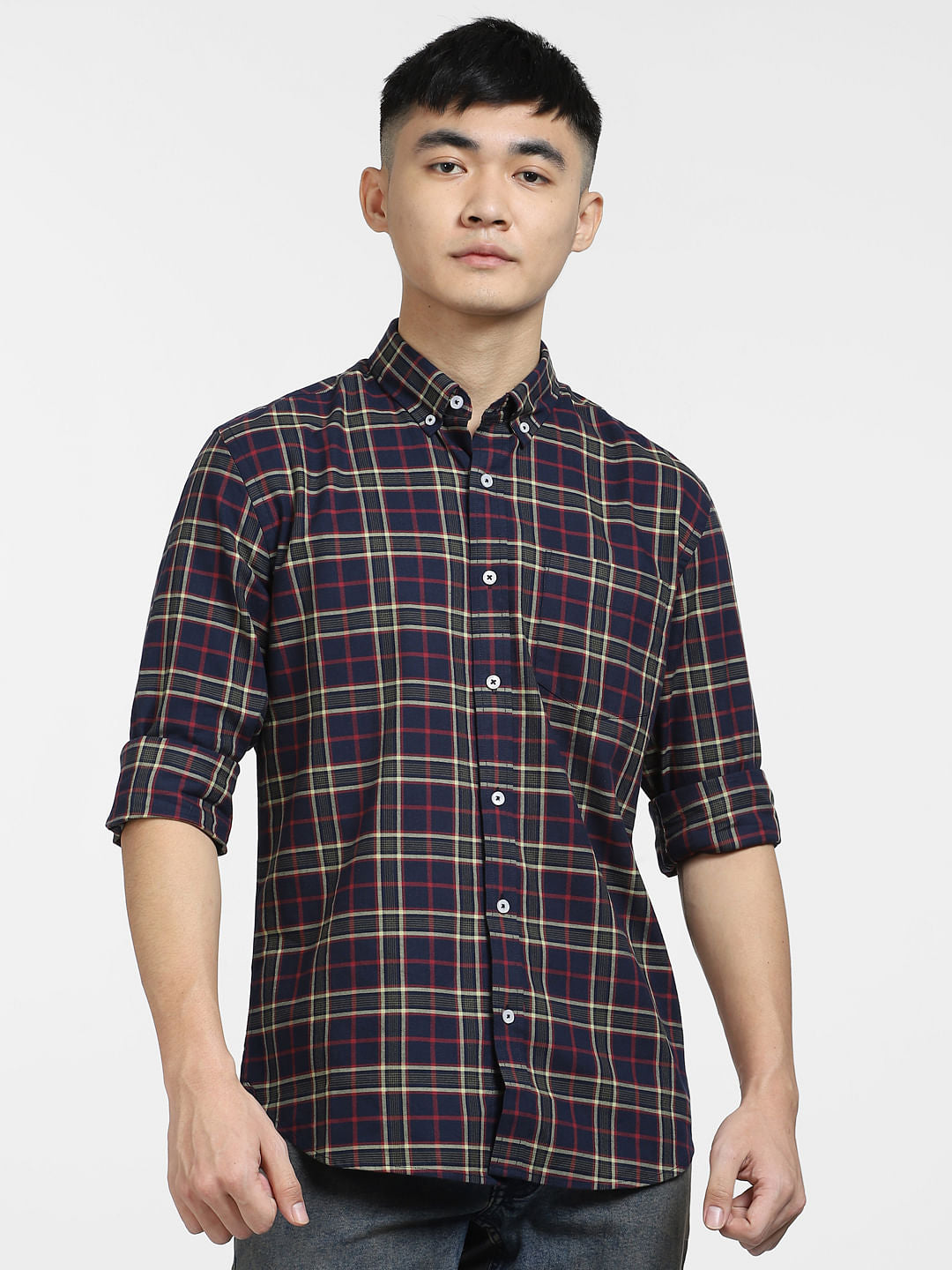 Blue & Red Check Full Sleeves Shirt