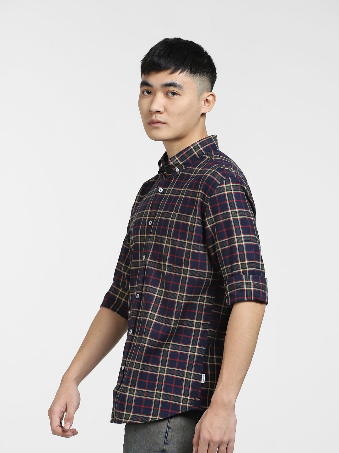 Blue & Red Check Full Sleeves Shirt