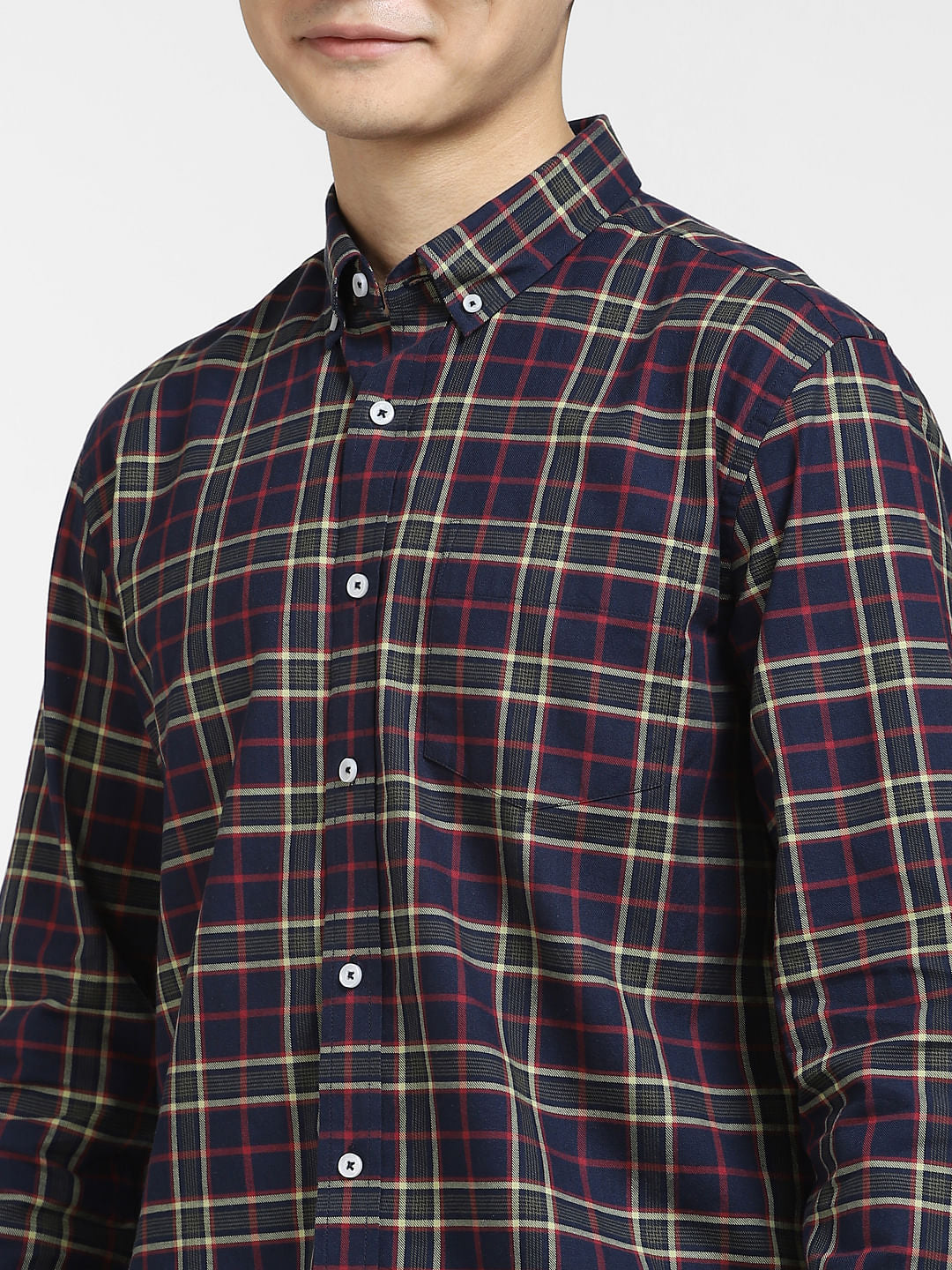 Blue & Red Check Full Sleeves Shirt