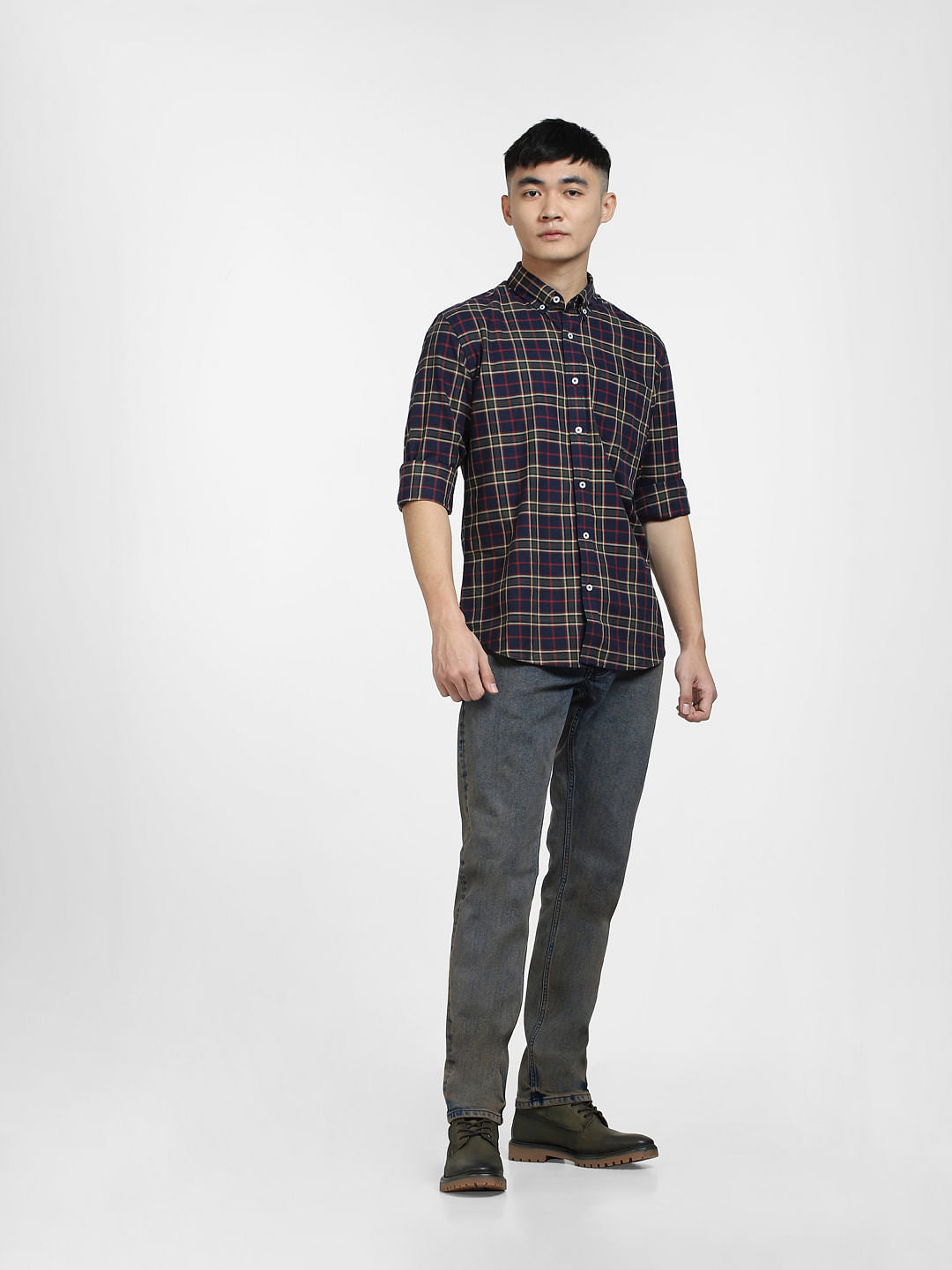 Blue & Red Check Full Sleeves Shirt
