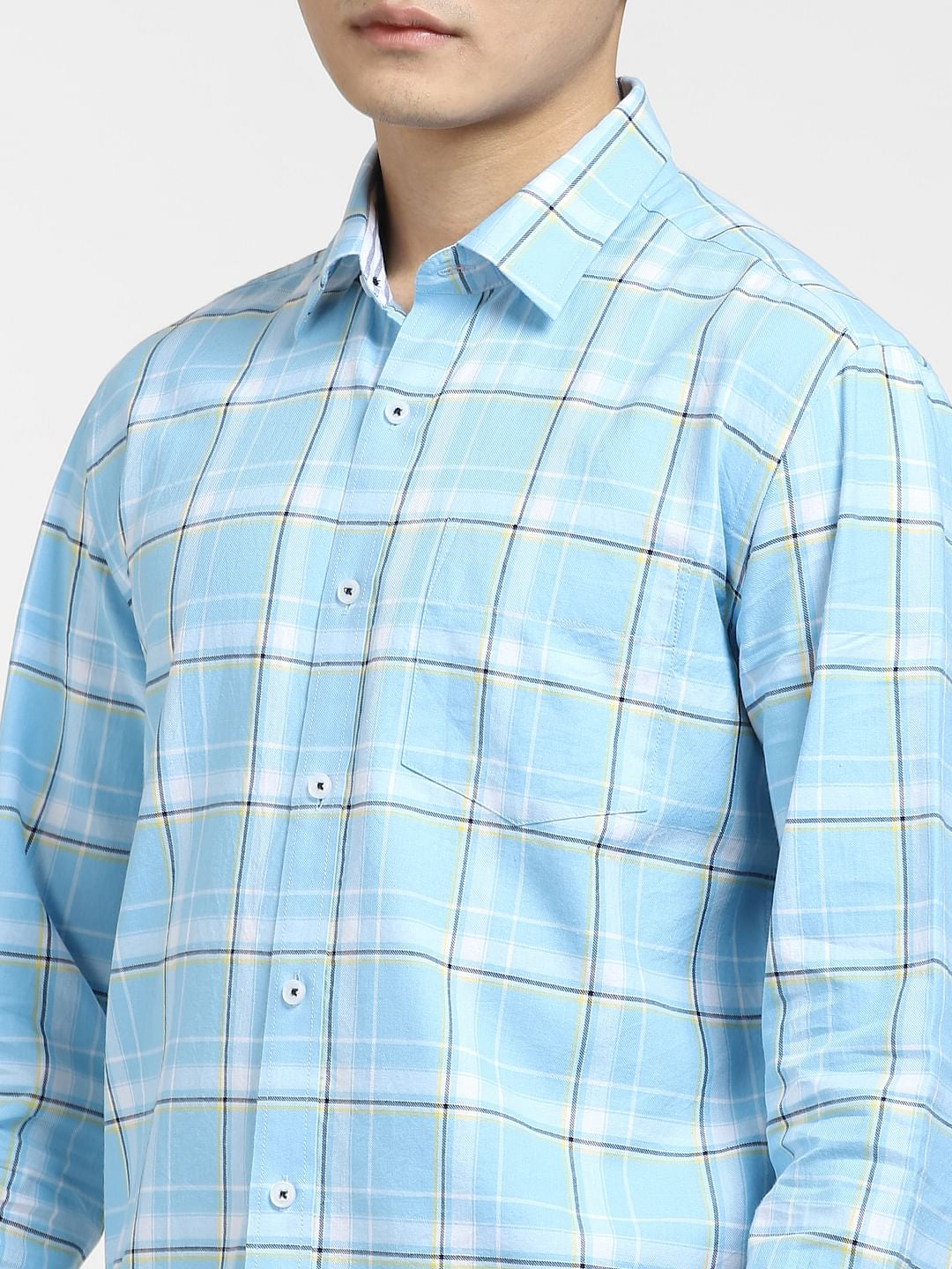 Light Blue Check Full Sleeves Shirt