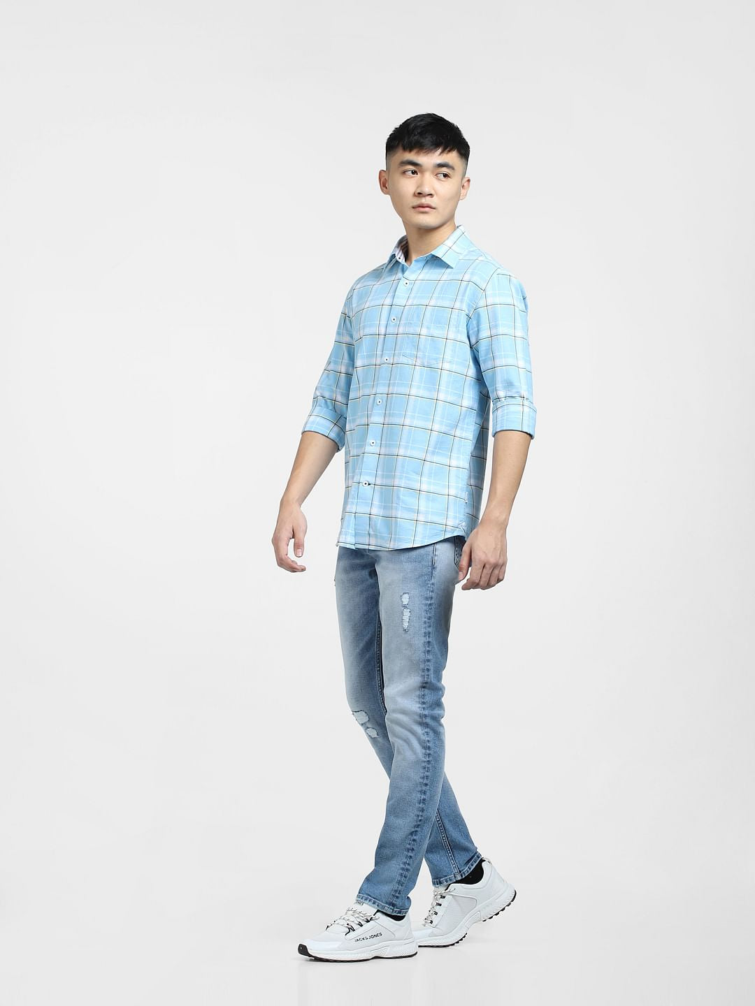 Light Blue Check Full Sleeves Shirt