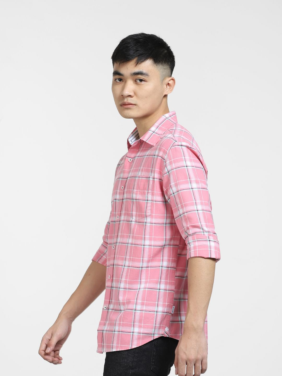 Light Pink Check Full Sleeves Shirt