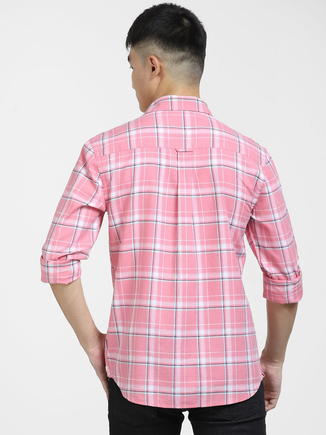 Light Pink Check Full Sleeves Shirt
