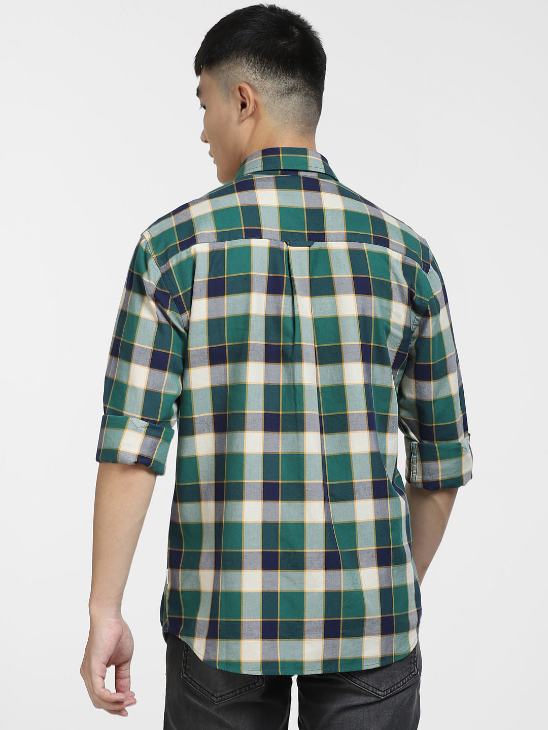 Green Check Print Full Sleeves Shirt