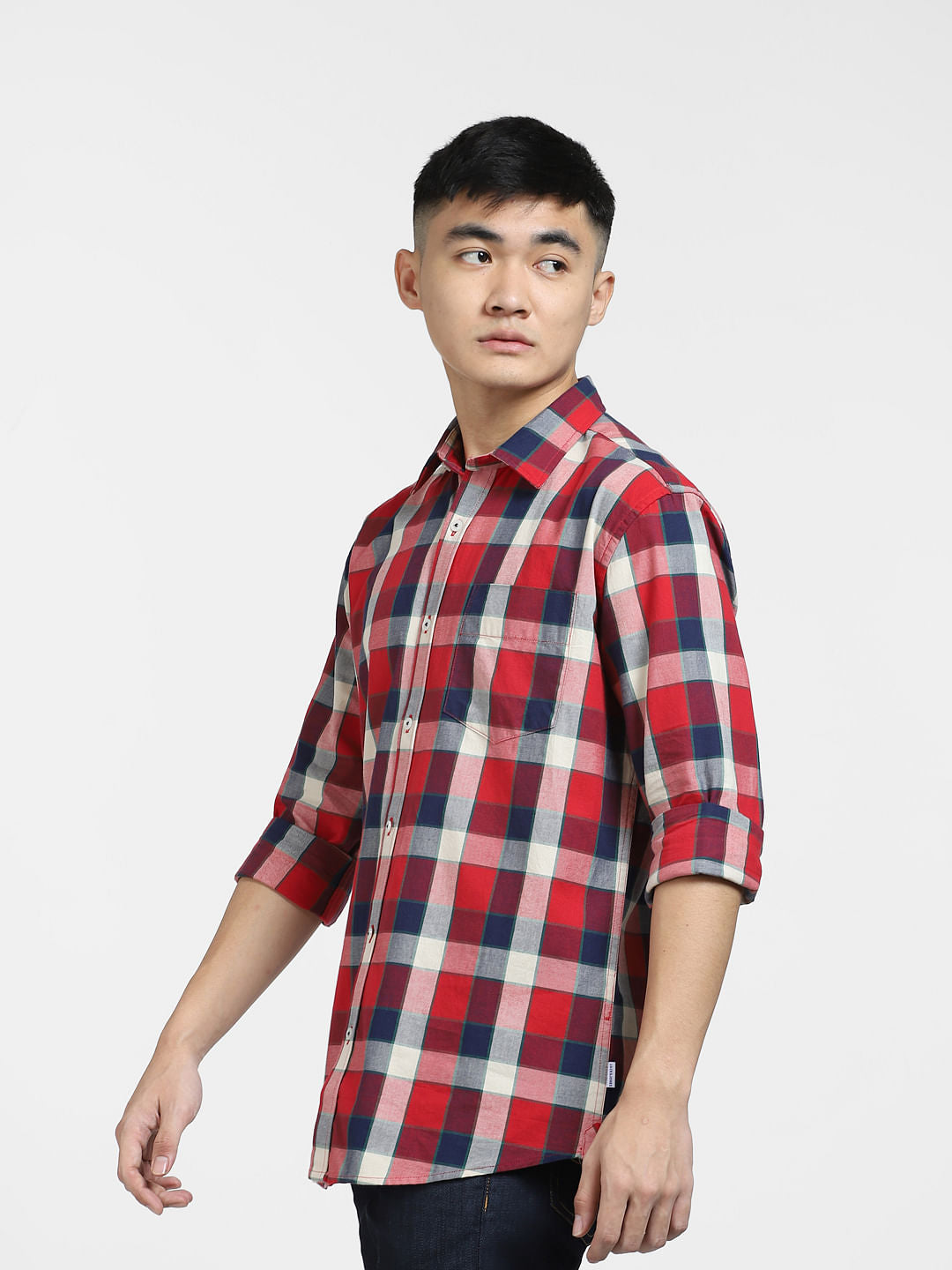 Red Check Print Full Sleeves Shirt