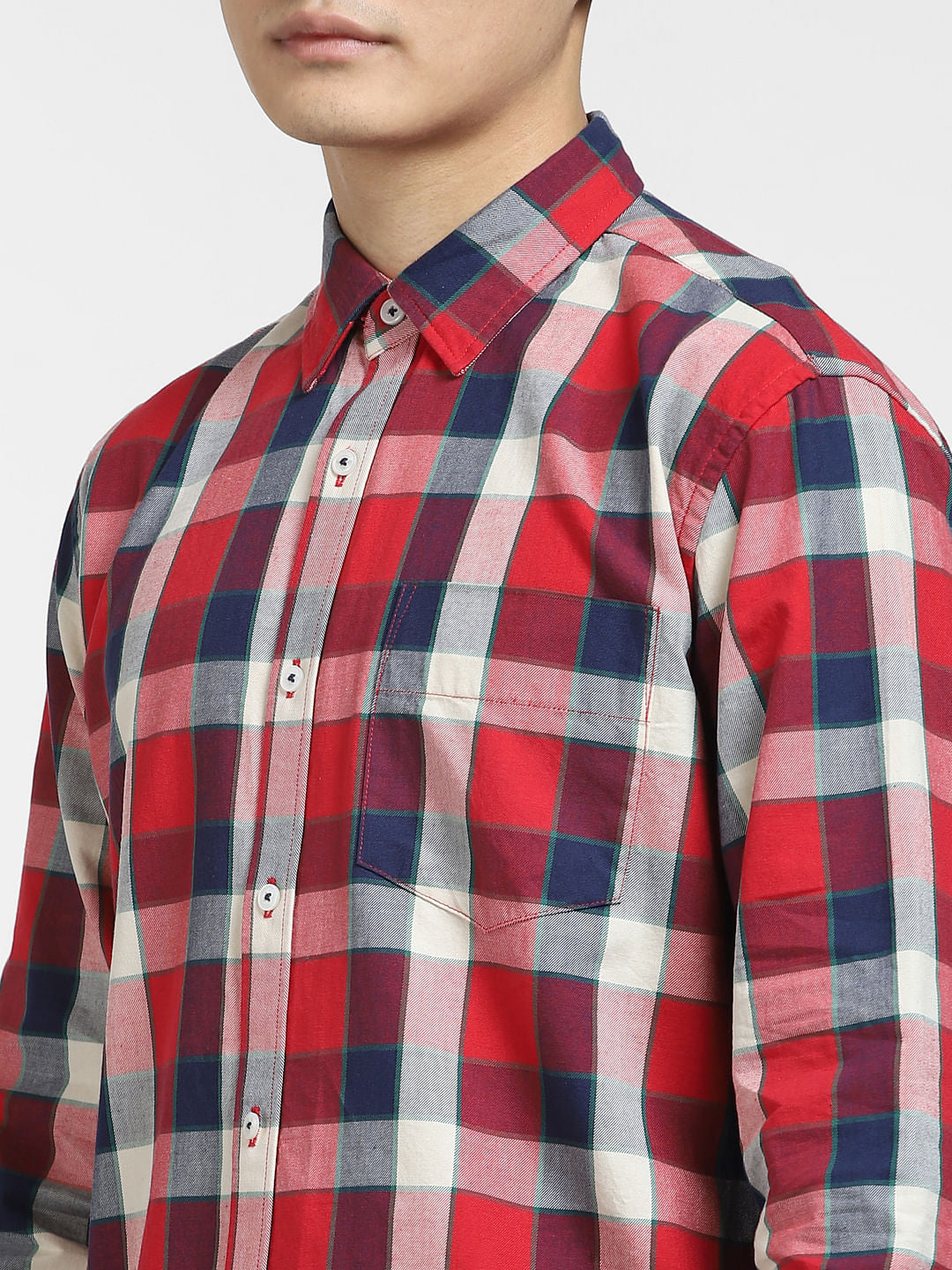 Red Check Print Full Sleeves Shirt