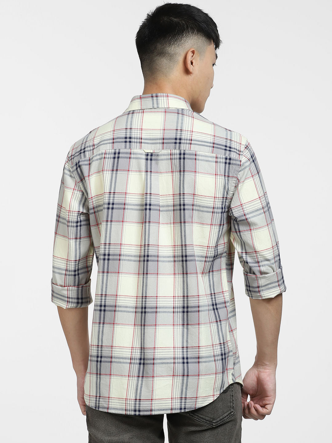 Light Yellow Check Full Sleeves Shirt