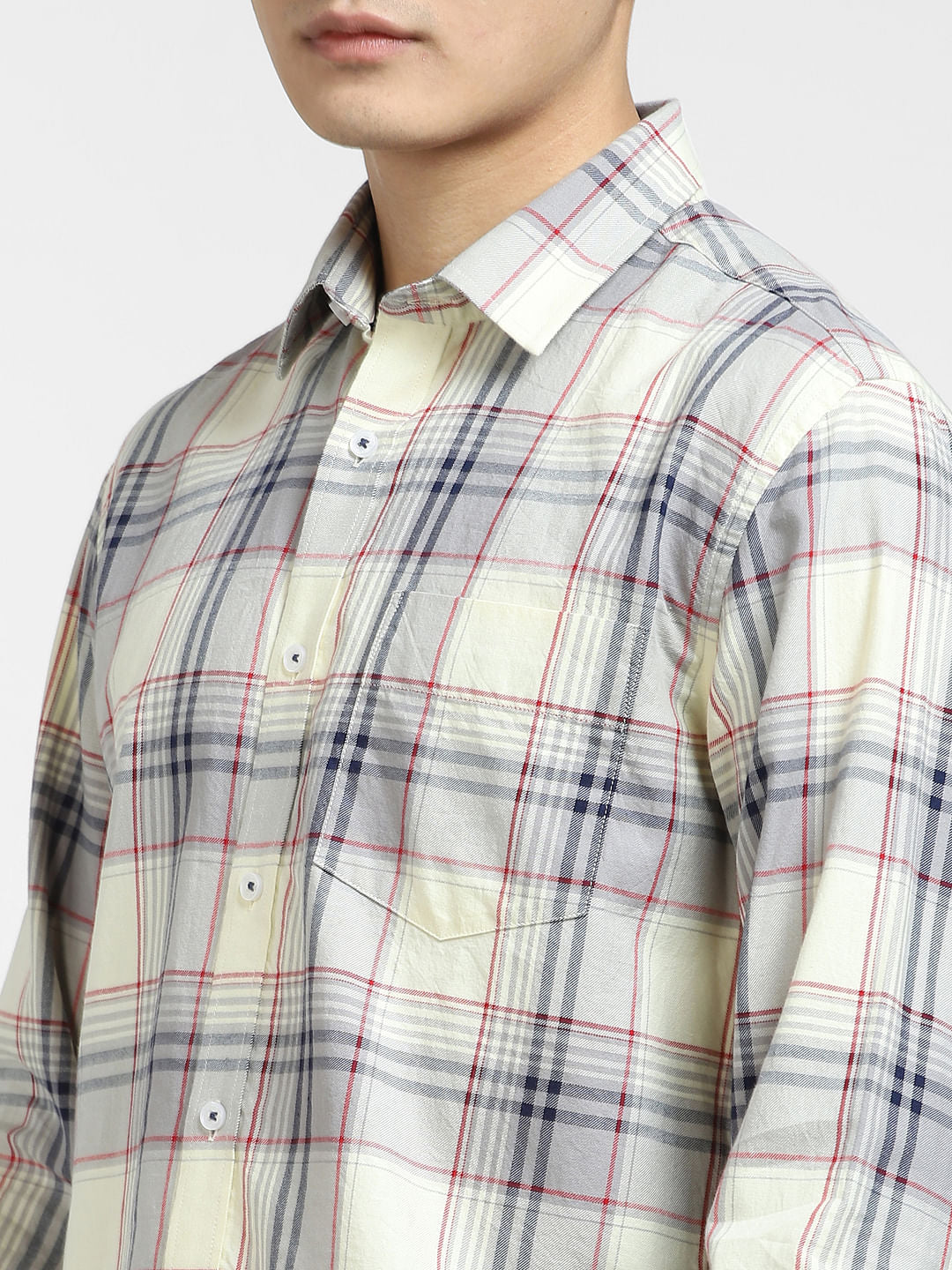 Light Yellow Check Full Sleeves Shirt