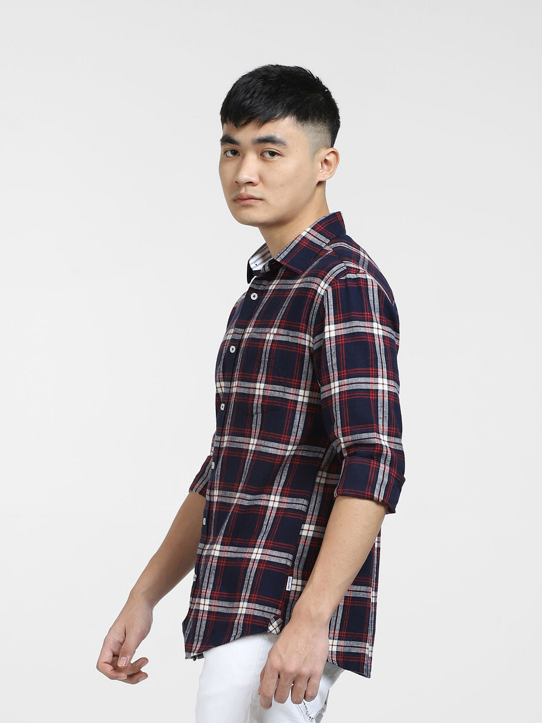 Dark Blue Check Full Sleeves Shirt