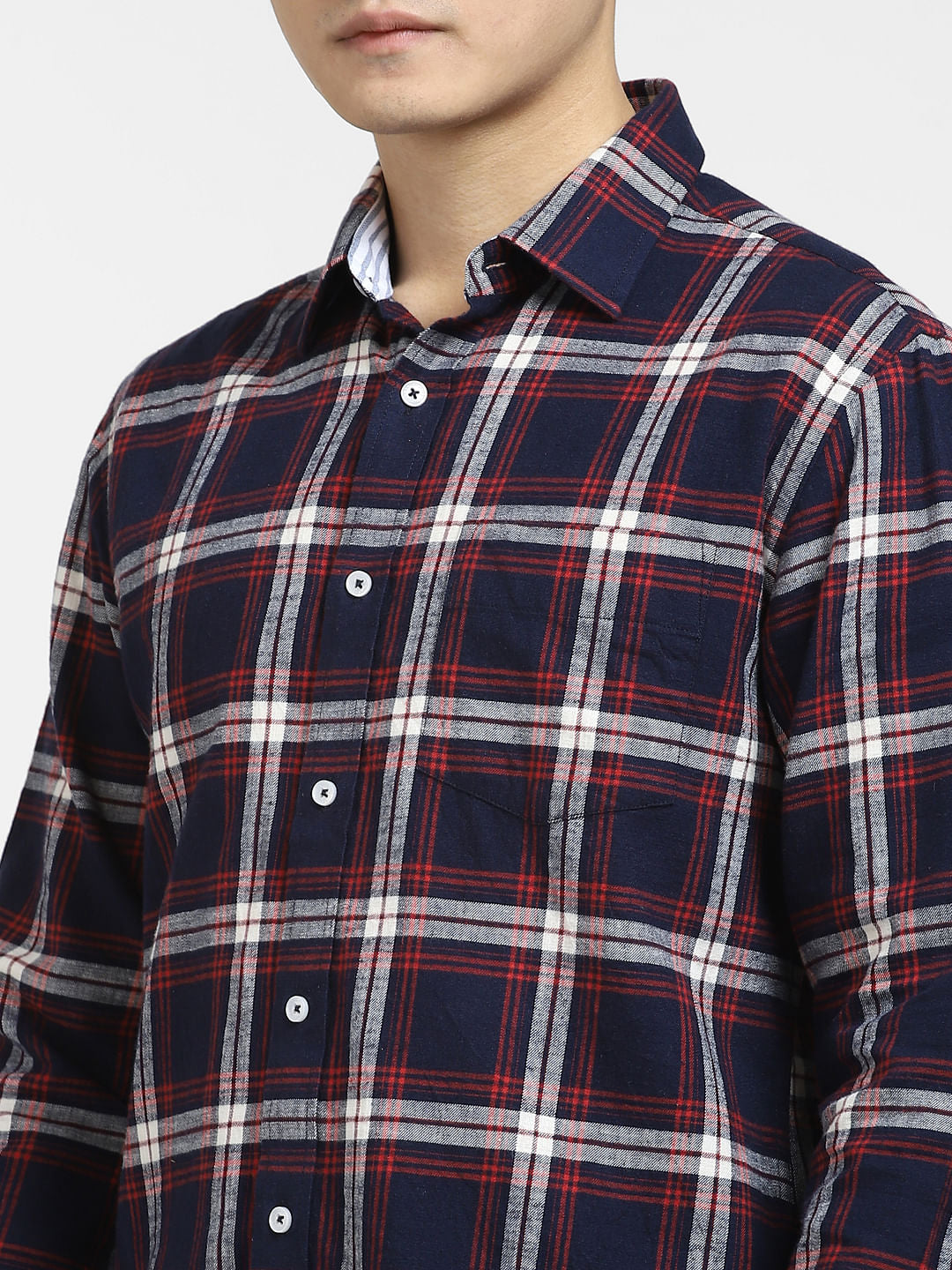 Dark Blue Check Full Sleeves Shirt